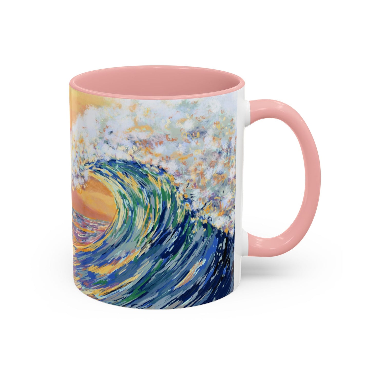 Vibrant Ocean Wave Two - tone Ceramic Mugs 11 oz & 15 oz - Blue Cava
