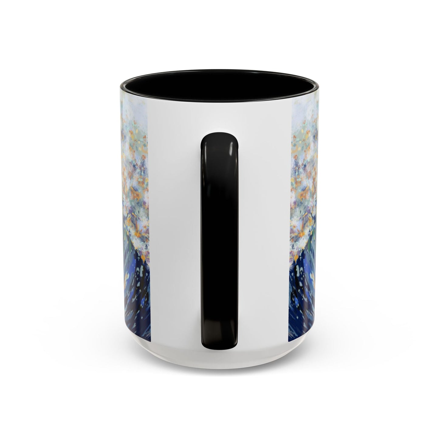 Vibrant Ocean Wave Two - tone Ceramic Mugs 11 oz & 15 oz - Blue Cava