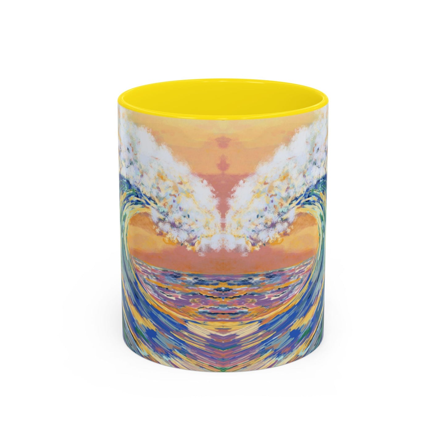 Vibrant Ocean Wave Two - tone Ceramic Mugs 11 oz & 15 oz - Blue Cava