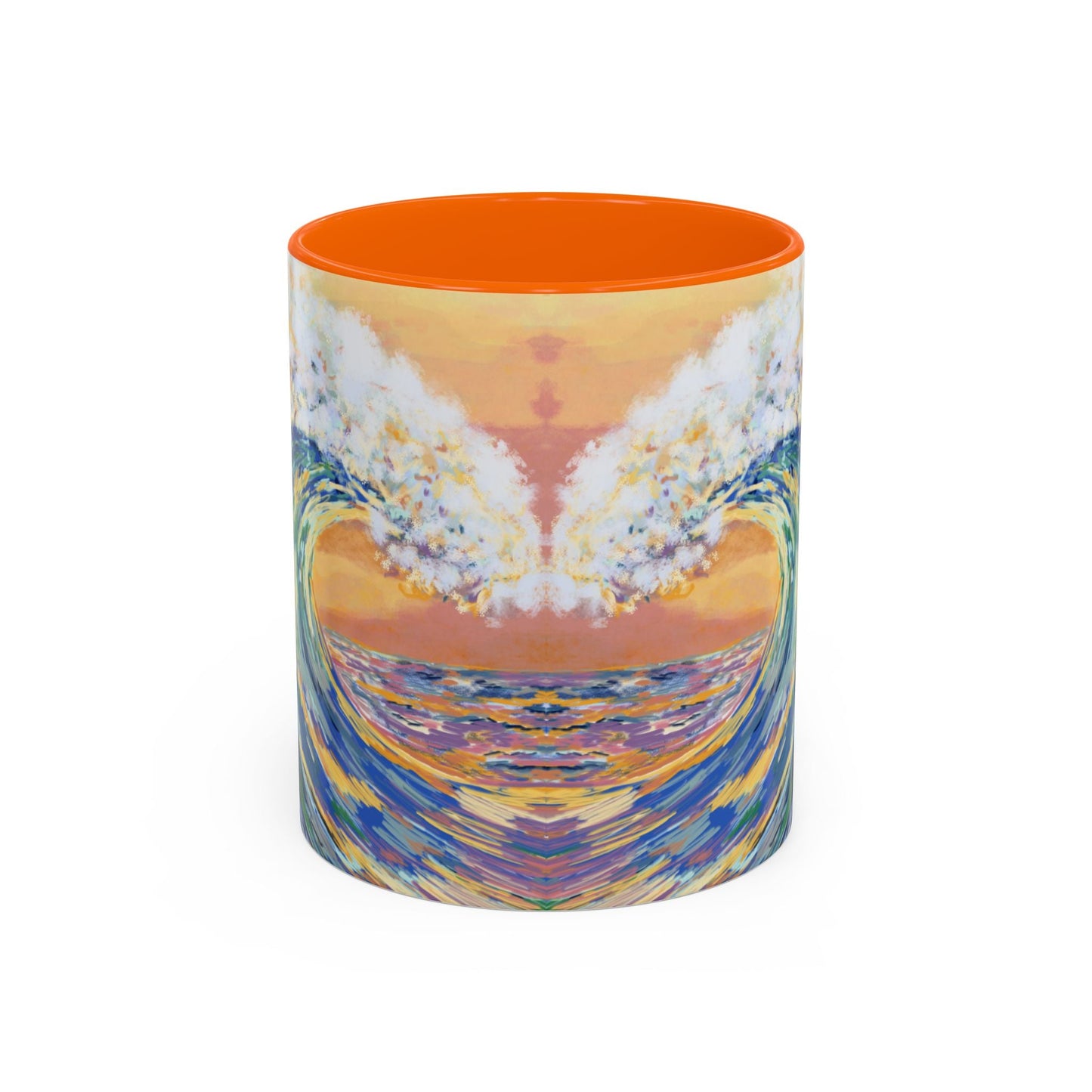 Vibrant Ocean Wave Two - tone Ceramic Mugs 11 oz & 15 oz - Blue Cava