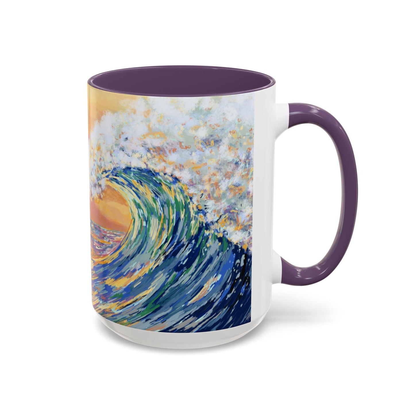 Vibrant Ocean Wave Two - tone Ceramic Mugs 11 oz & 15 oz - Blue Cava