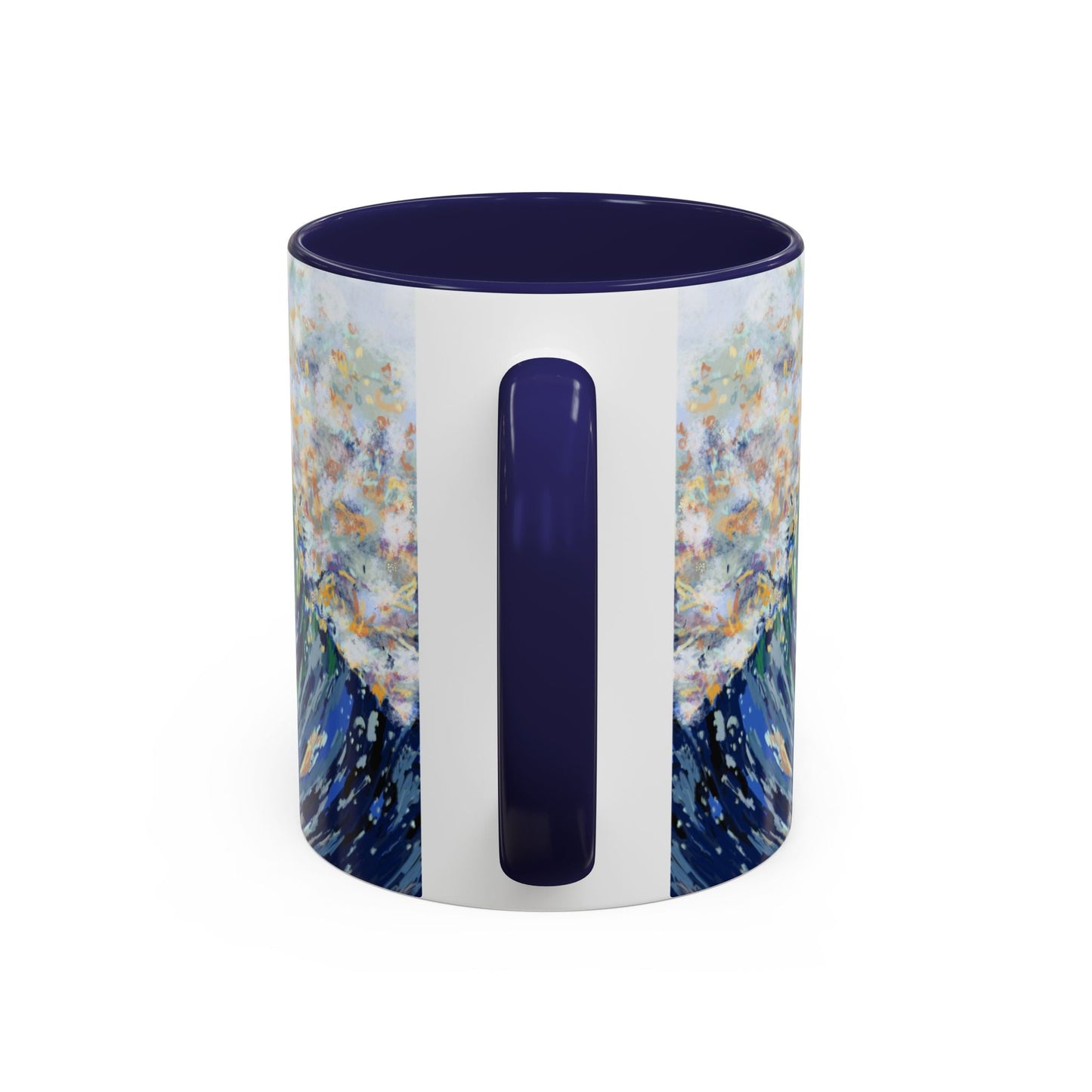 Vibrant Ocean Wave Two - tone Ceramic Mugs 11 oz & 15 oz - Blue Cava