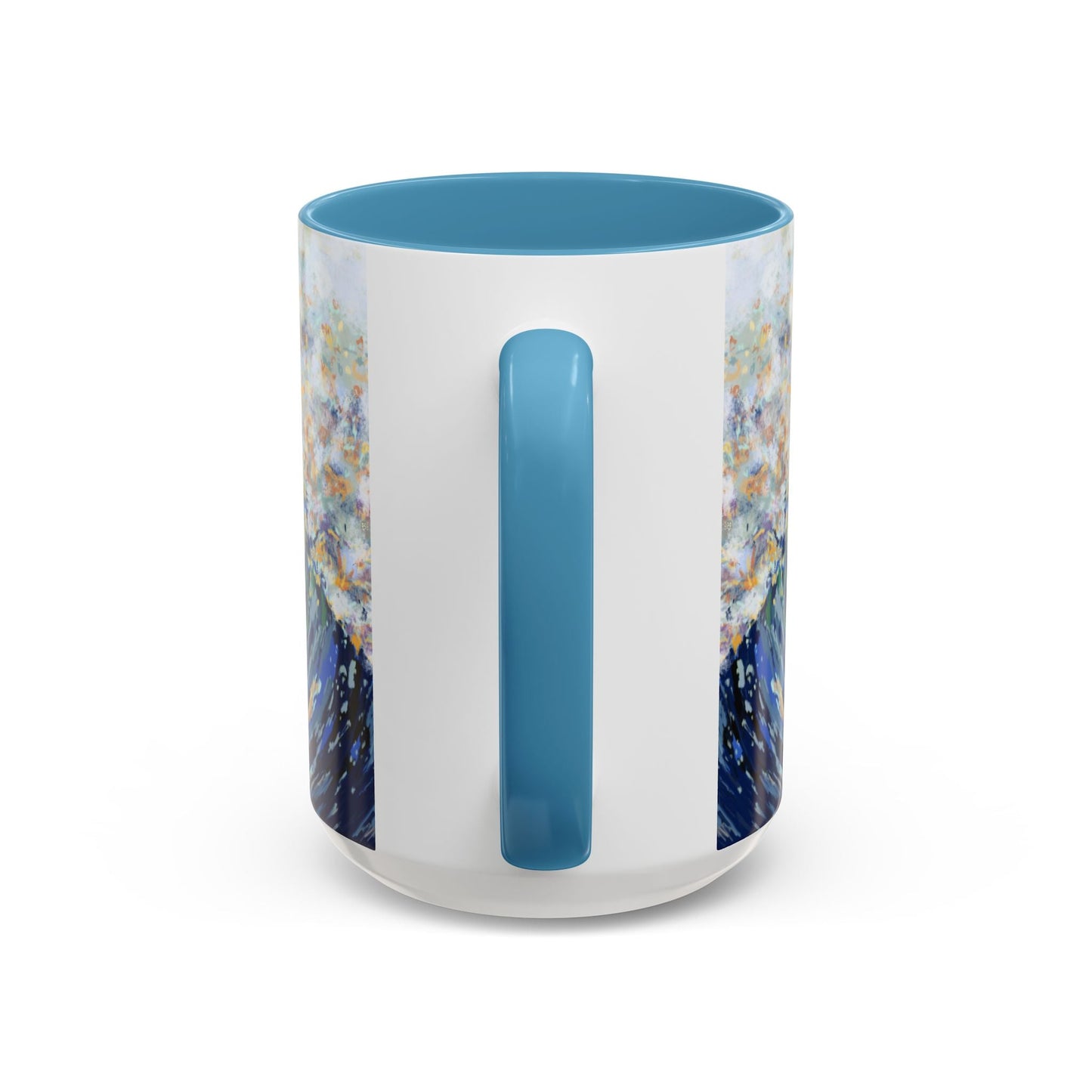 Vibrant Ocean Wave Two - tone Ceramic Mugs 11 oz & 15 oz - Blue Cava