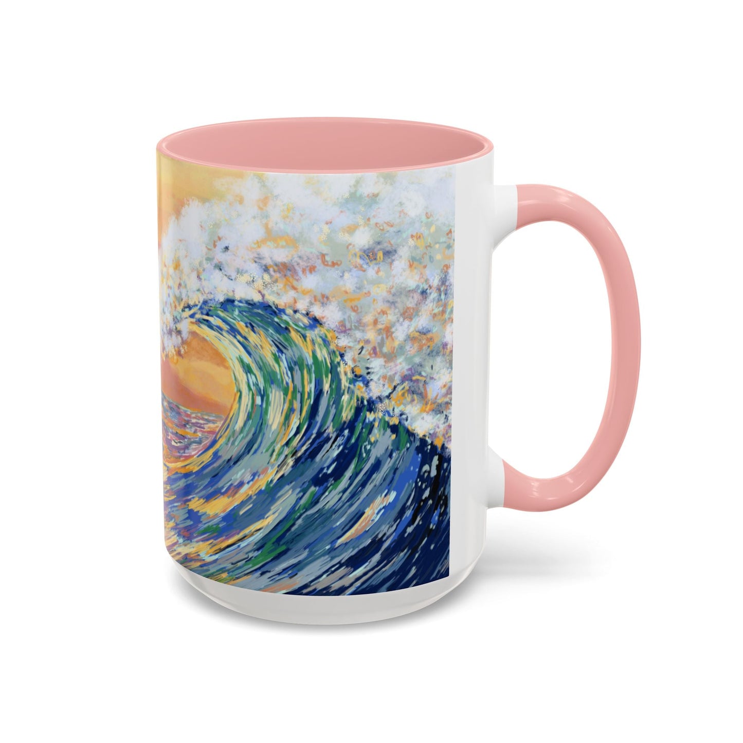 Vibrant Ocean Wave Two - tone Ceramic Mugs 11 oz & 15 oz - Blue Cava