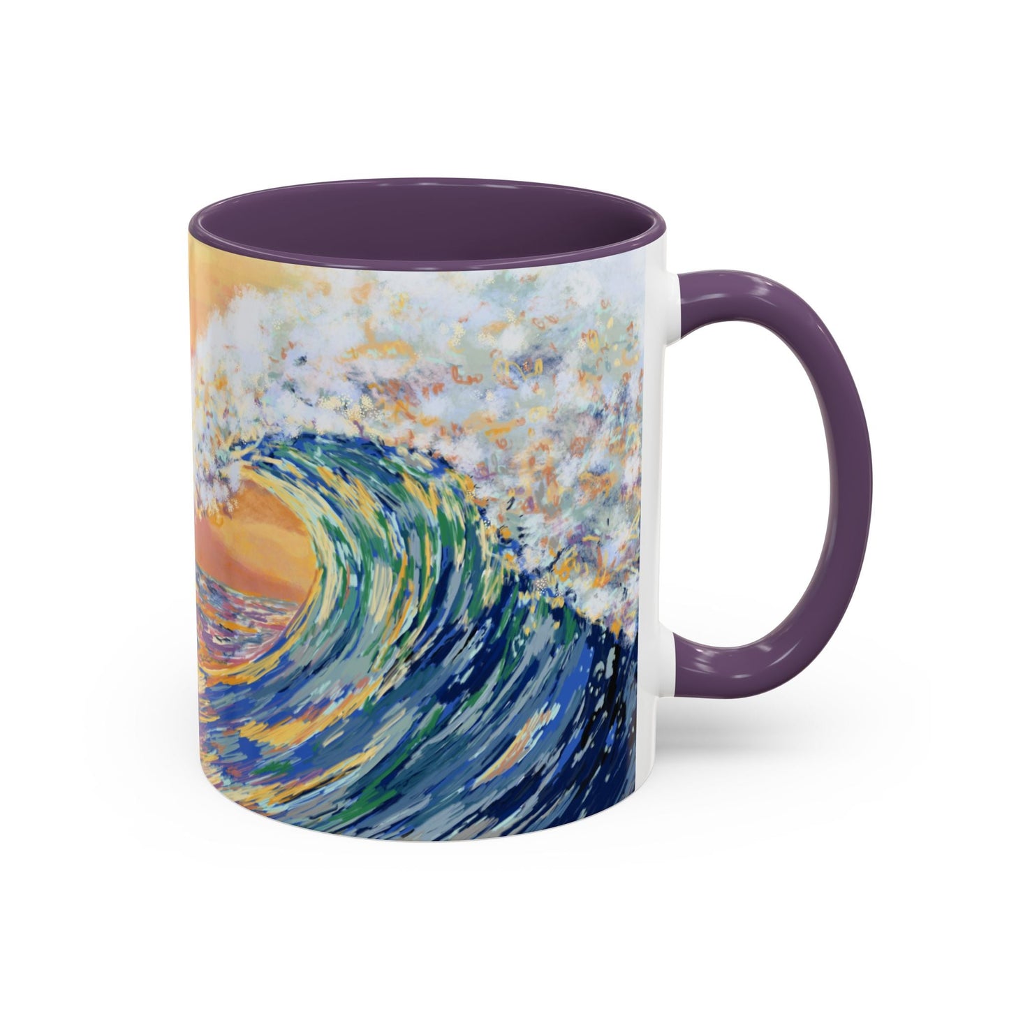 Vibrant Ocean Wave Two - tone Ceramic Mugs 11 oz & 15 oz - Blue Cava