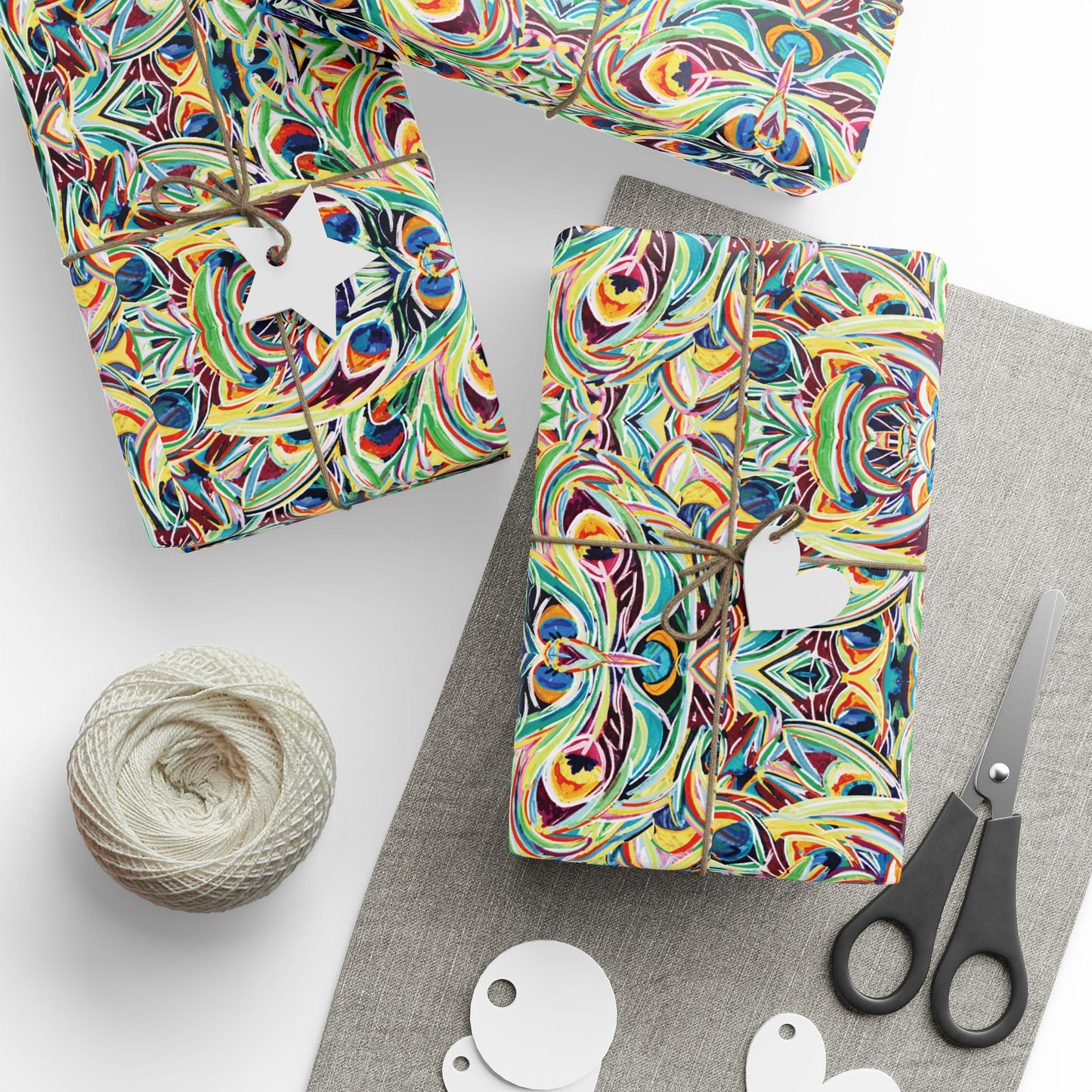 Vibrant Peacock Fiesta Decorative Wrapping Paper - Eco - Friendly Paper - Blue Cava