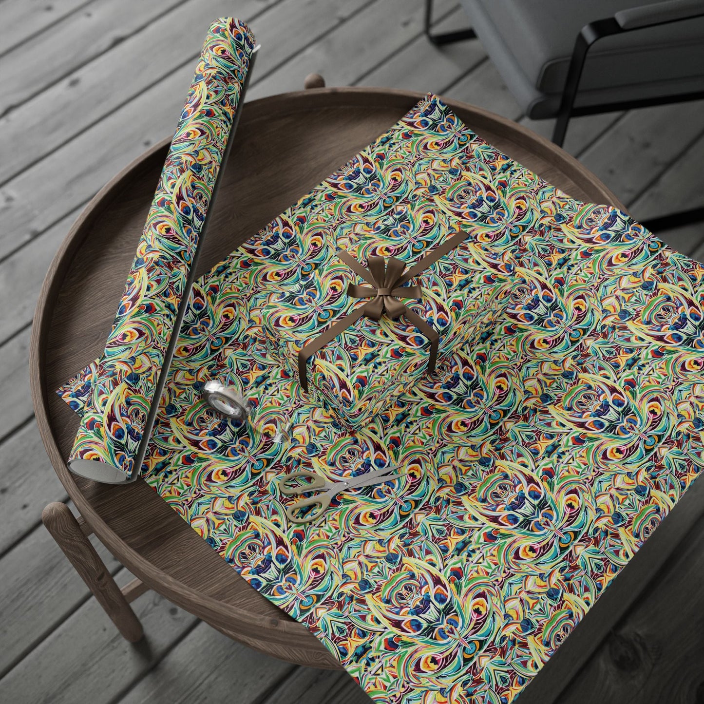 Vibrant Peacock Fiesta Decorative Wrapping Paper - Eco - Friendly Paper - Blue Cava