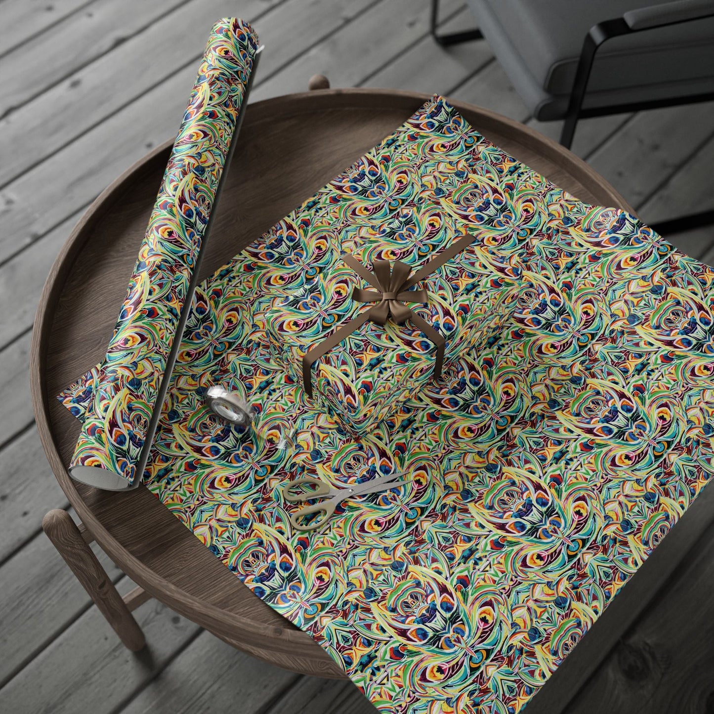 Vibrant Peacock Fiesta Decorative Wrapping Paper - Eco - Friendly Paper - Blue Cava