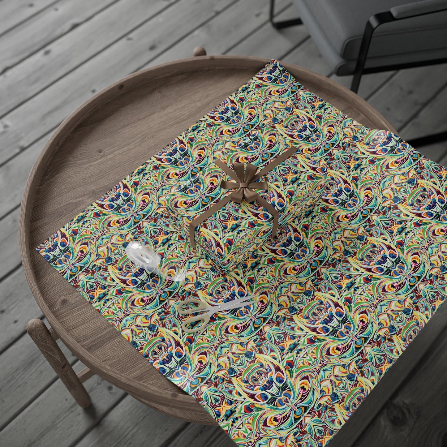 Vibrant Peacock Fiesta Decorative Wrapping Paper - Eco - Friendly Paper - Blue Cava