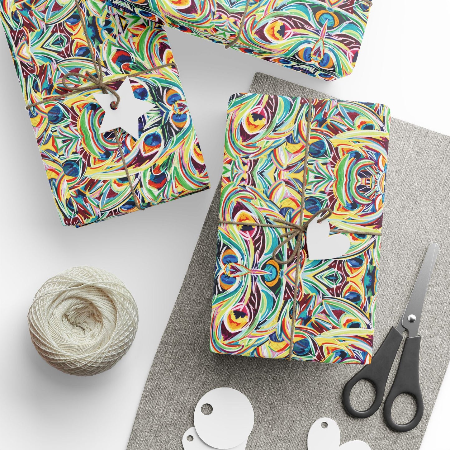 Vibrant Peacock Fiesta Decorative Wrapping Paper - Eco - Friendly Paper - Blue Cava