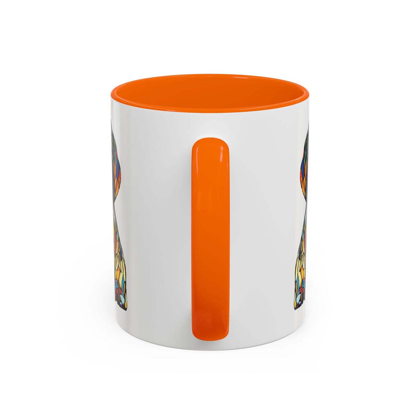 Vibrant Stained Glass Dog Two Tone Mug - Colorful Accent Coffee Cup, Pet Lover Gift - Blue Cava