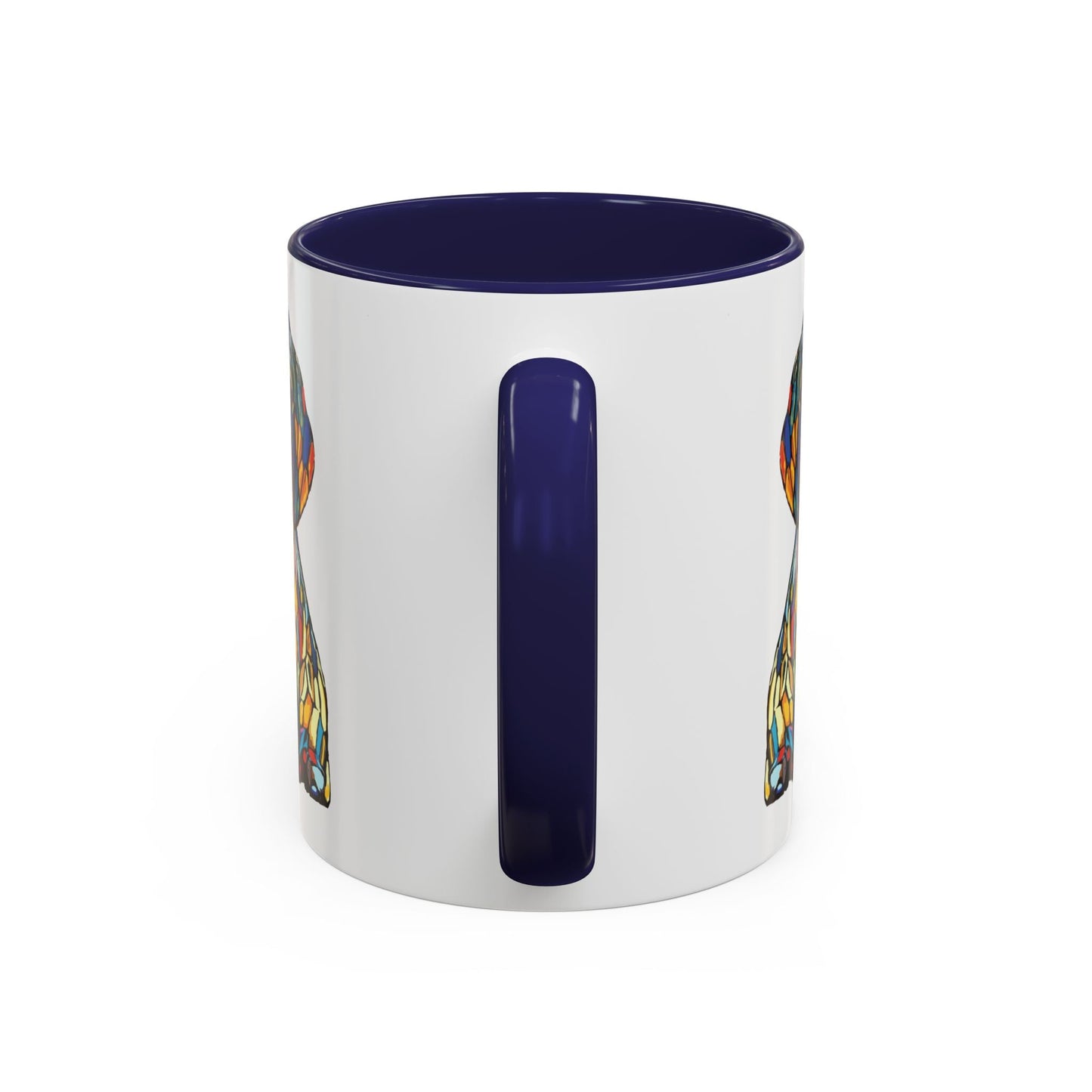 Vibrant Stained Glass Dog Two Tone Mug - Colorful Accent Coffee Cup, Pet Lover Gift - Blue Cava