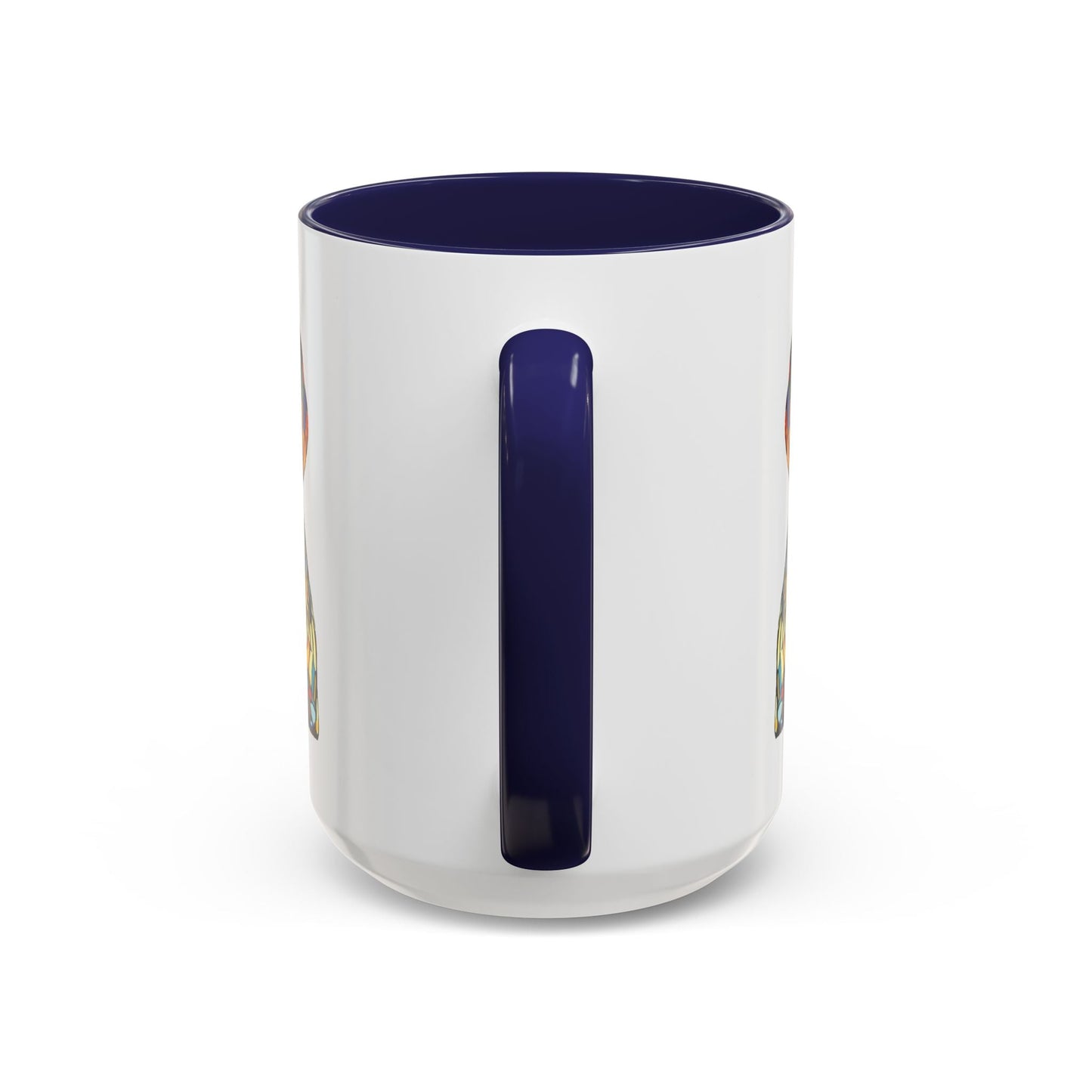 Vibrant Stained Glass Dog Two Tone Mug - Colorful Accent Coffee Cup, Pet Lover Gift - Blue Cava