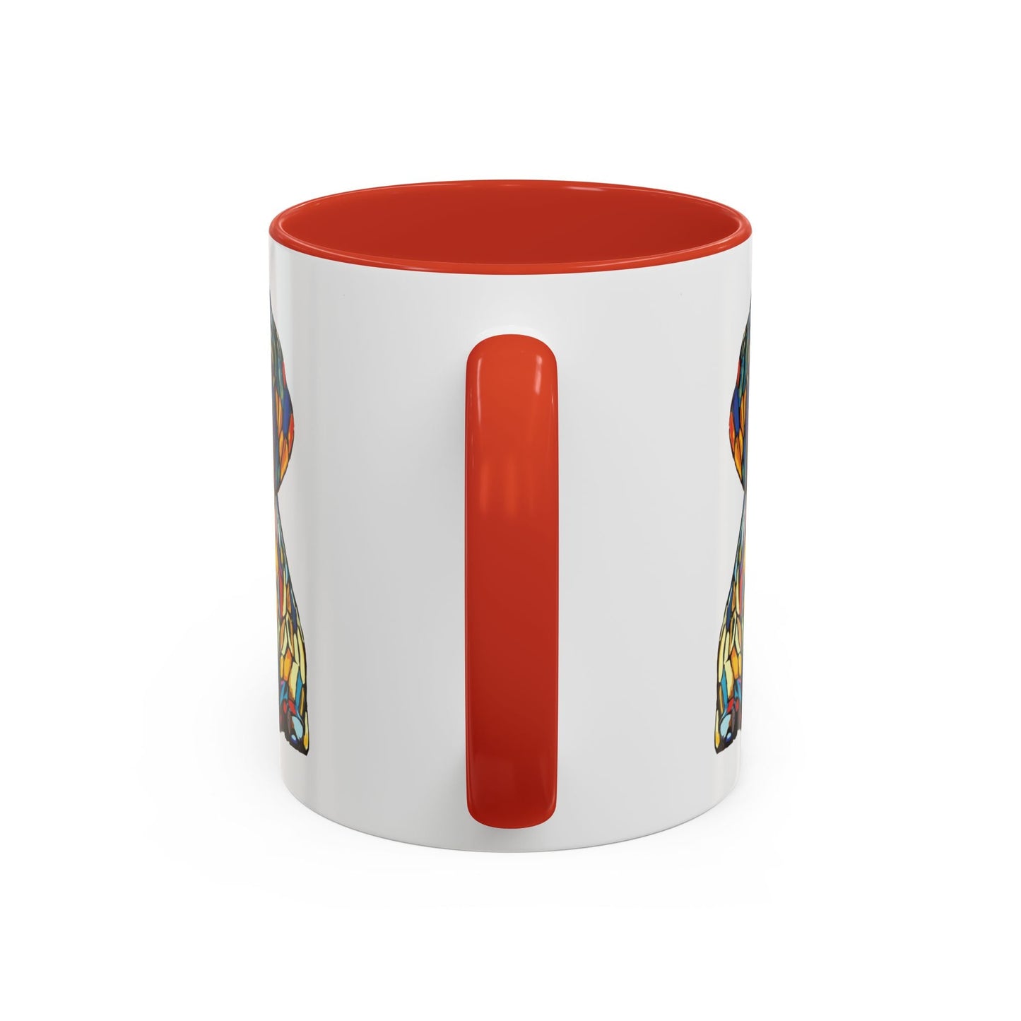 Vibrant Stained Glass Dog Two Tone Mug - Colorful Accent Coffee Cup, Pet Lover Gift - Blue Cava