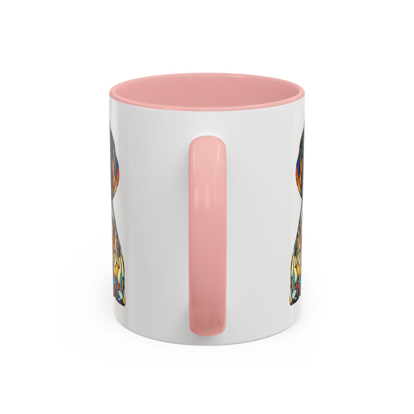 Vibrant Stained Glass Dog Two Tone Mug - Colorful Accent Coffee Cup, Pet Lover Gift - Blue Cava