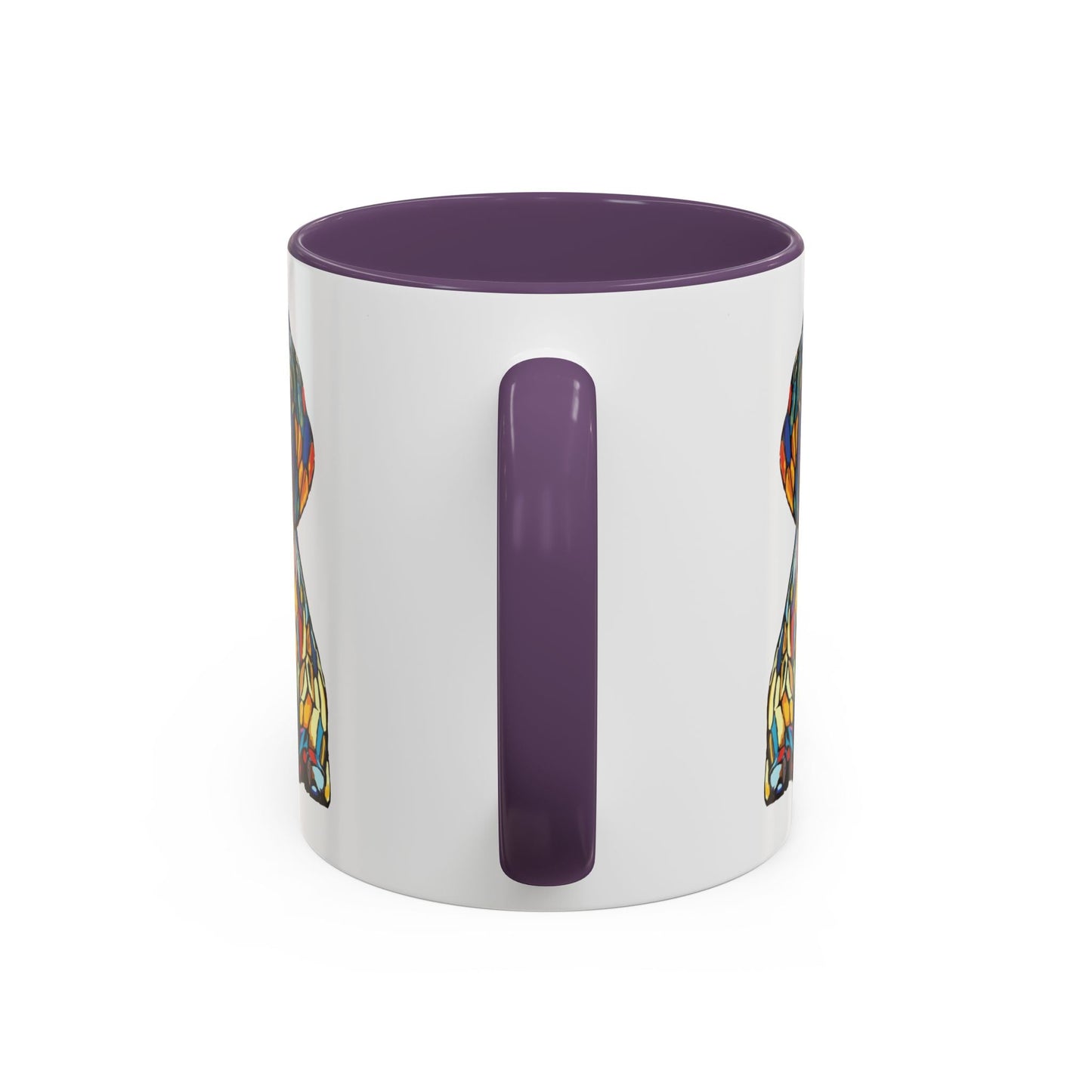 Vibrant Stained Glass Dog Two Tone Mug - Colorful Accent Coffee Cup, Pet Lover Gift - Blue Cava
