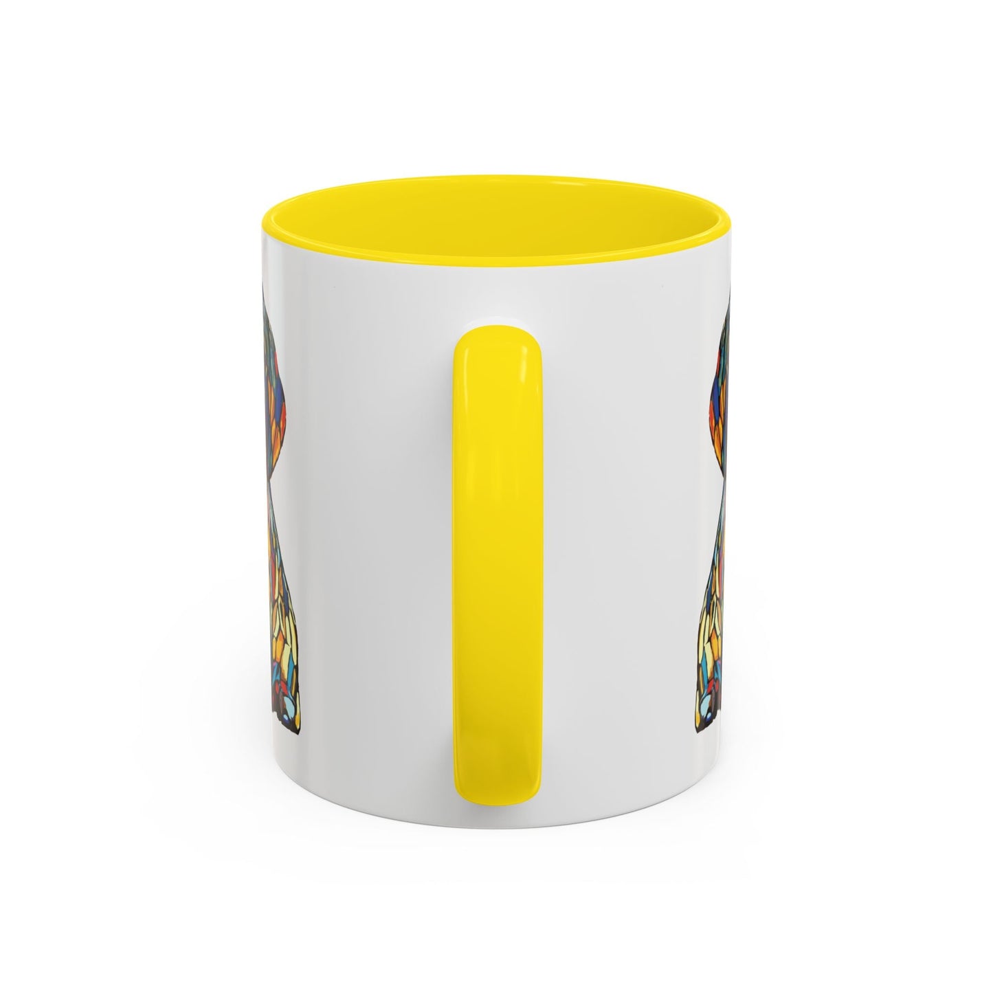 Vibrant Stained Glass Dog Two Tone Mug - Colorful Accent Coffee Cup, Pet Lover Gift - Blue Cava
