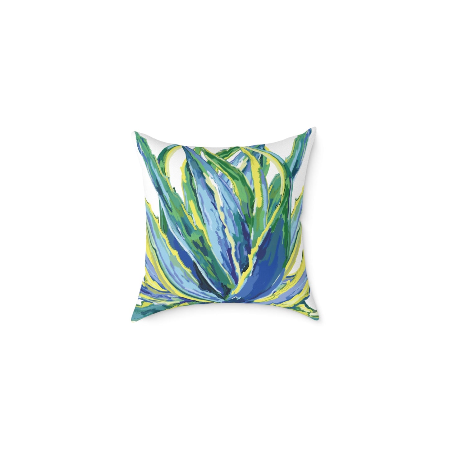 Vibrant Succulent Pillow | Square Poly Canvas Pillow for Home Décor - Blue Cava