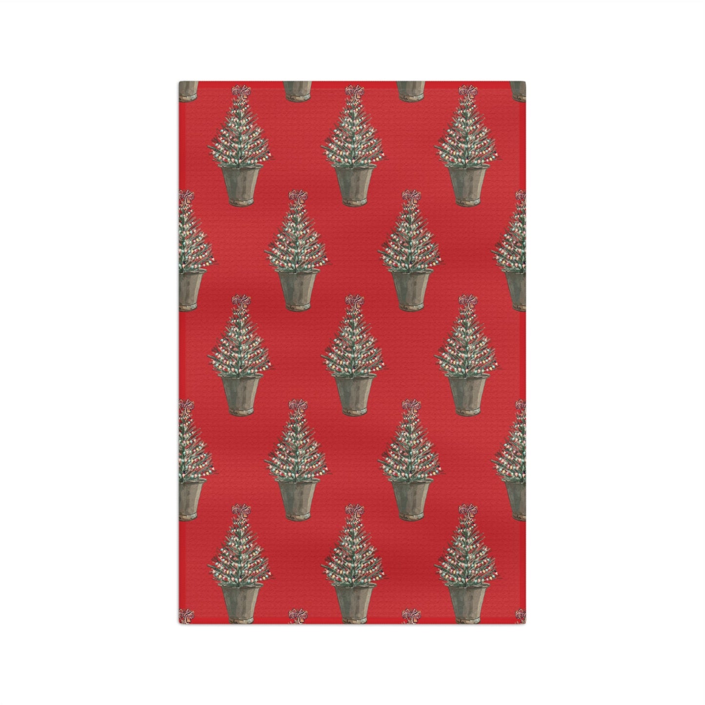 Vintage Christmas Tree Microfiber Waffle Towel - Blue Cava