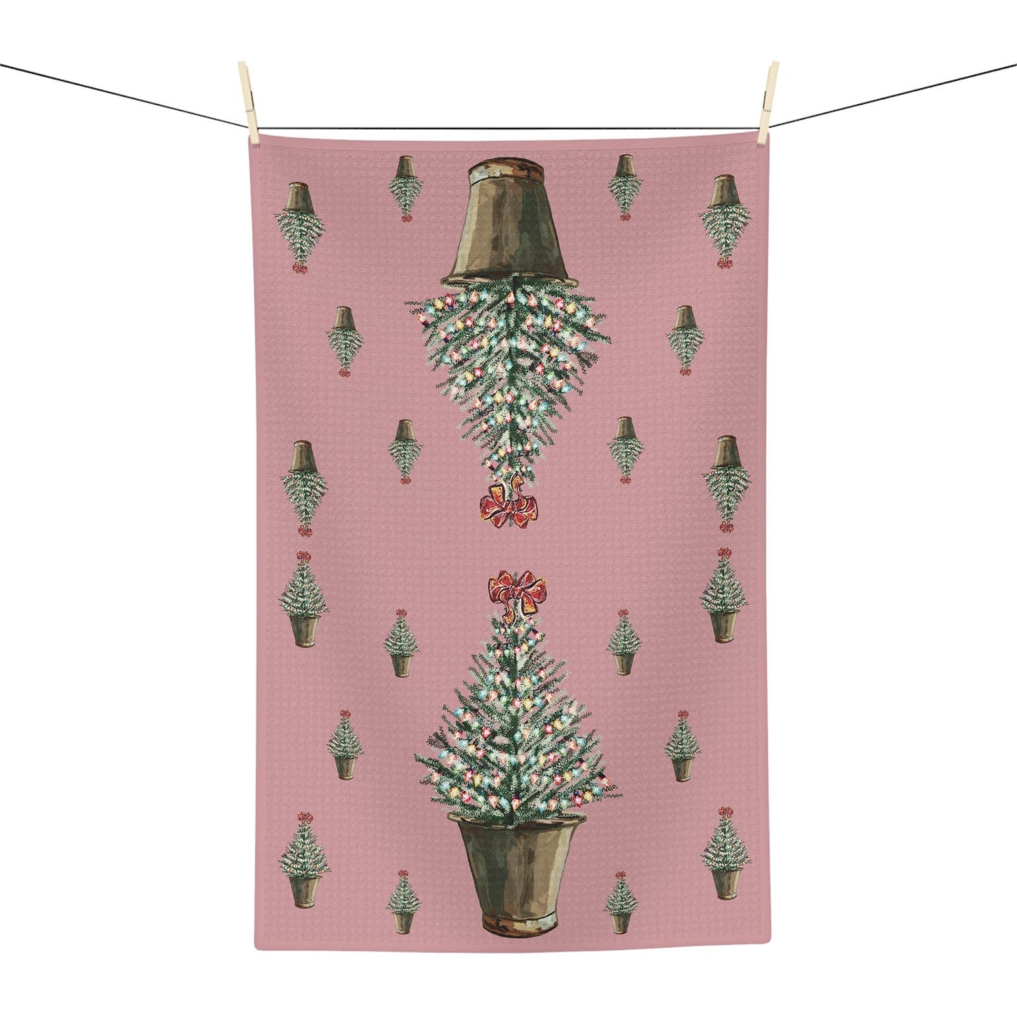 Vintage Christmas Tree Microfiber Waffle Towel - Blue Cava