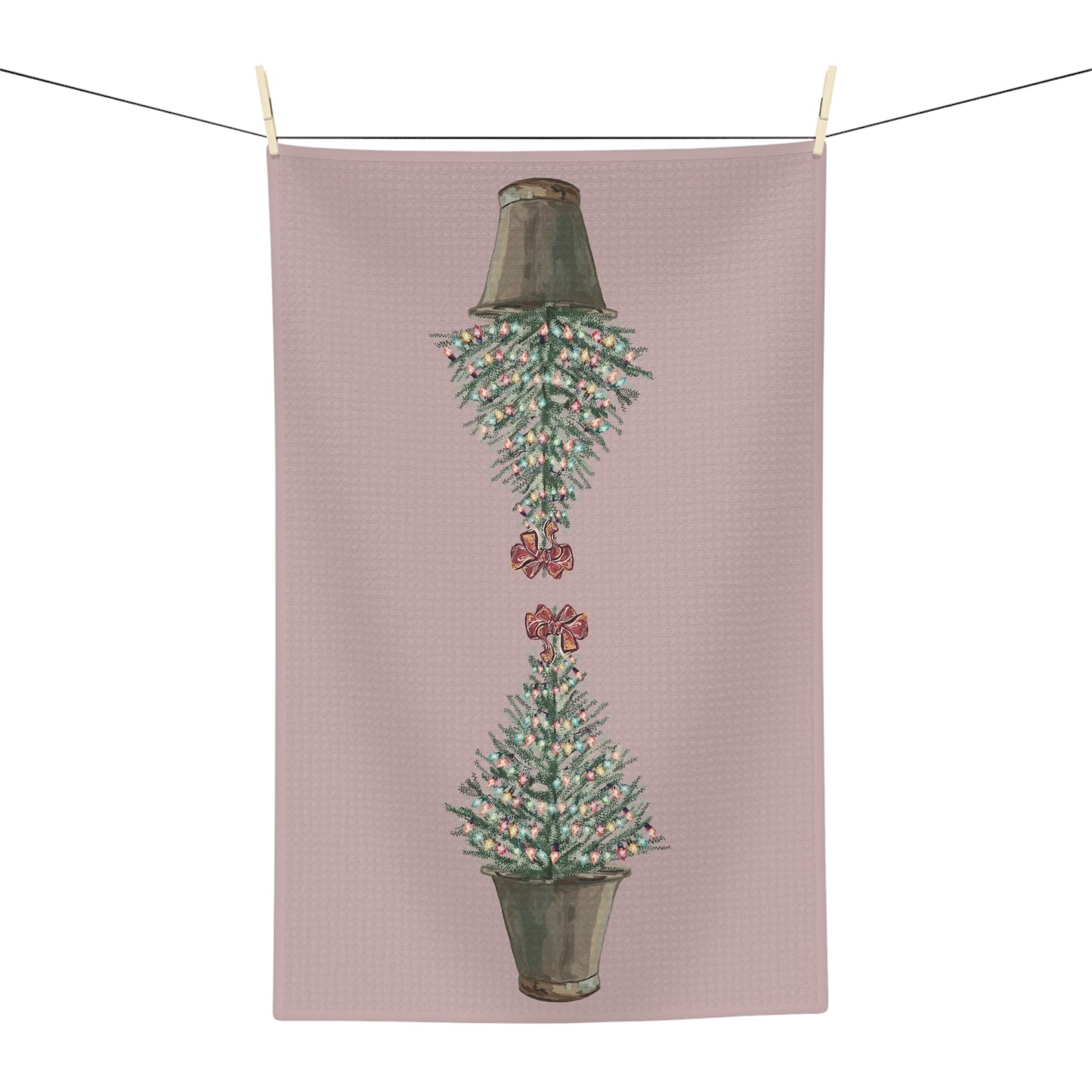 Vintage Christmas Tree Microfiber Waffle Towel - Blue Cava