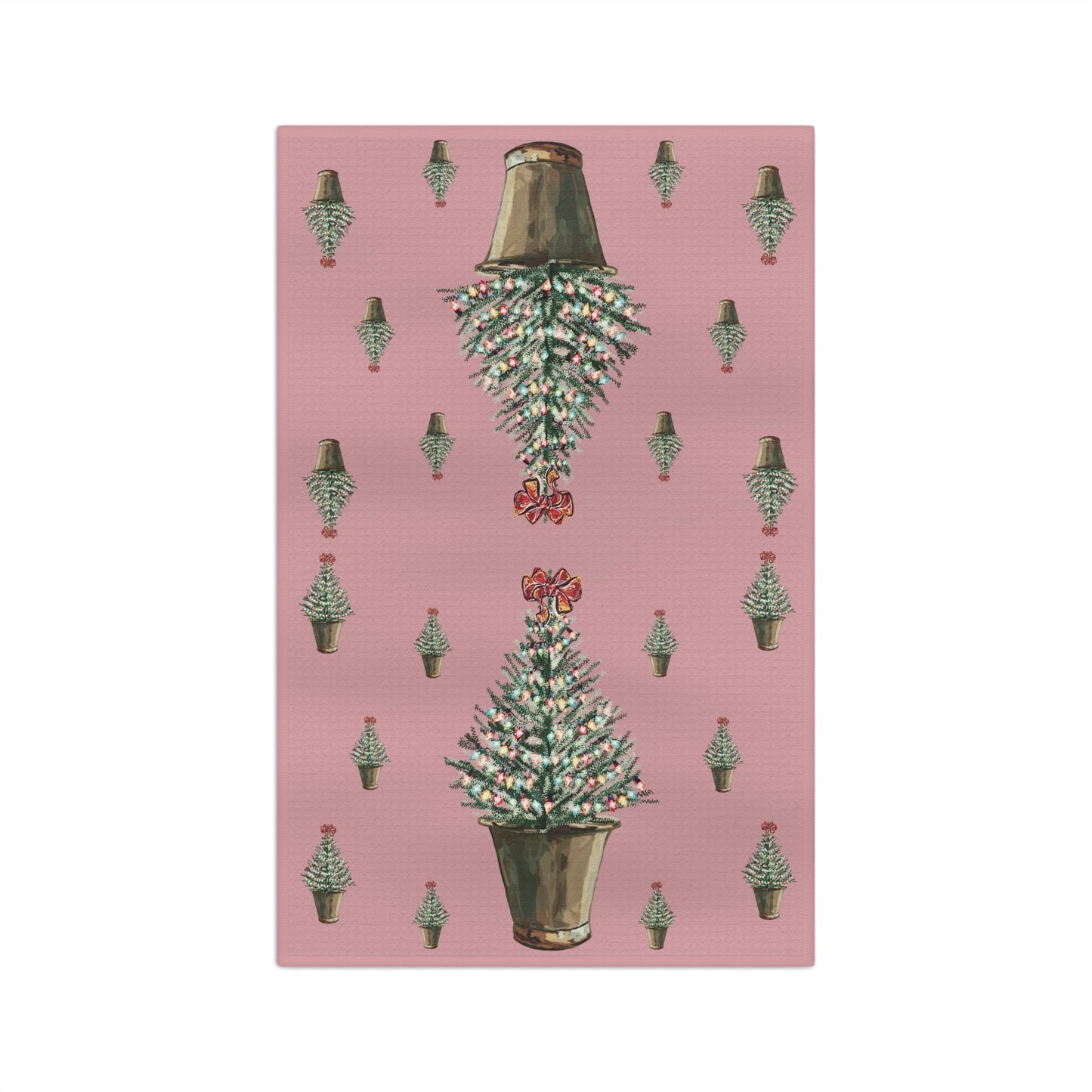 Vintage Christmas Tree Microfiber Waffle Towel - Blue Cava
