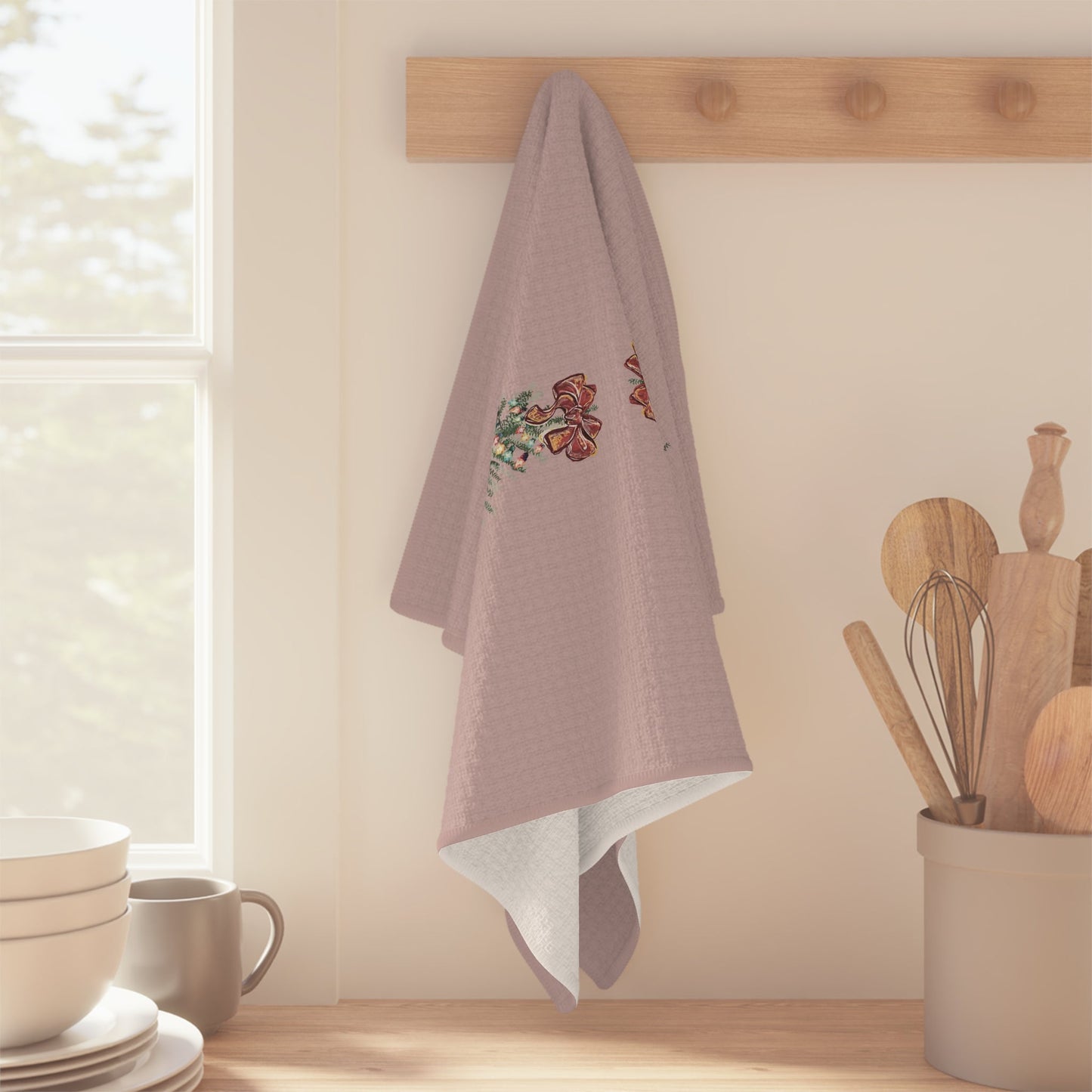 Vintage Christmas Tree Microfiber Waffle Towel - Blue Cava