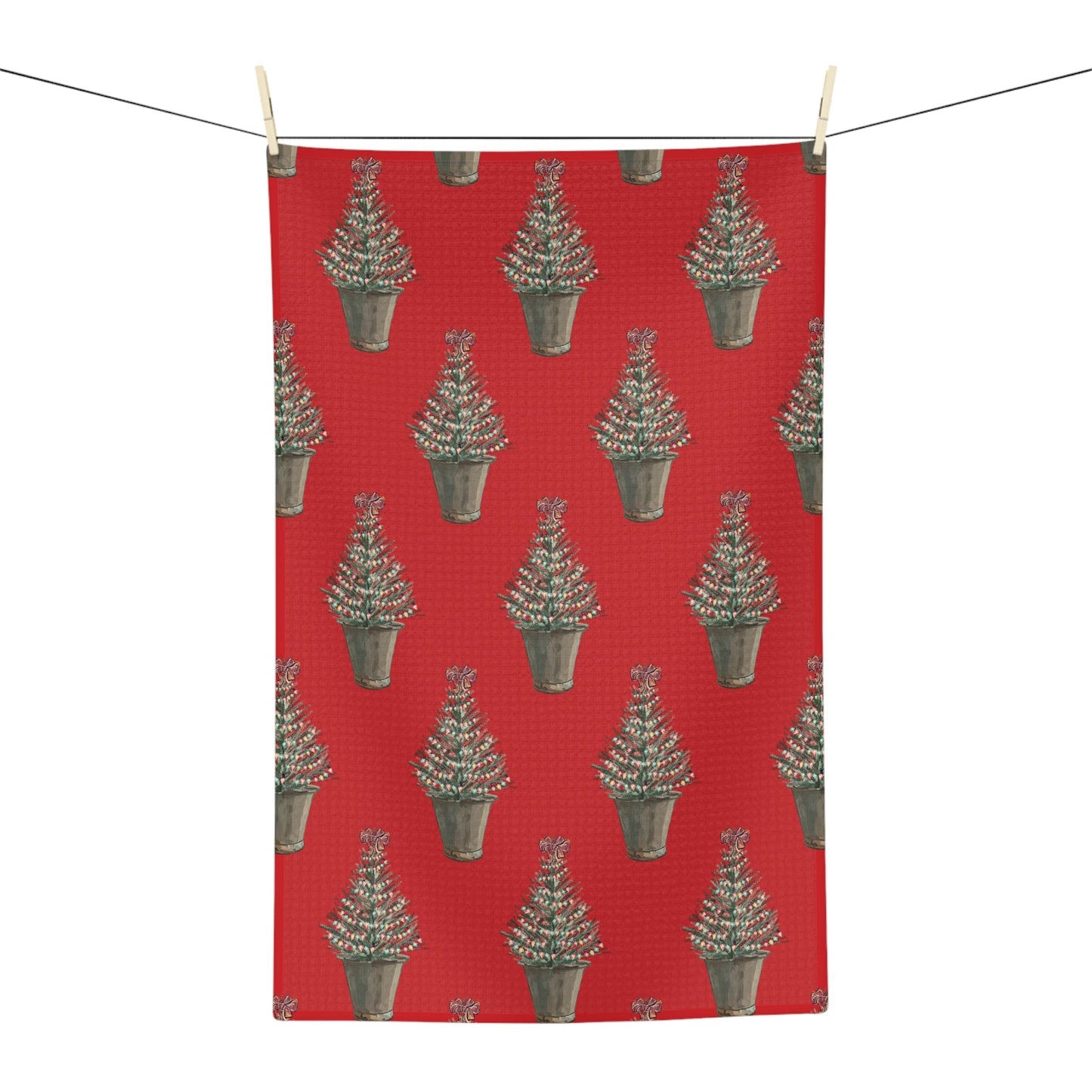 Vintage Christmas Tree Microfiber Waffle Towel - Blue Cava