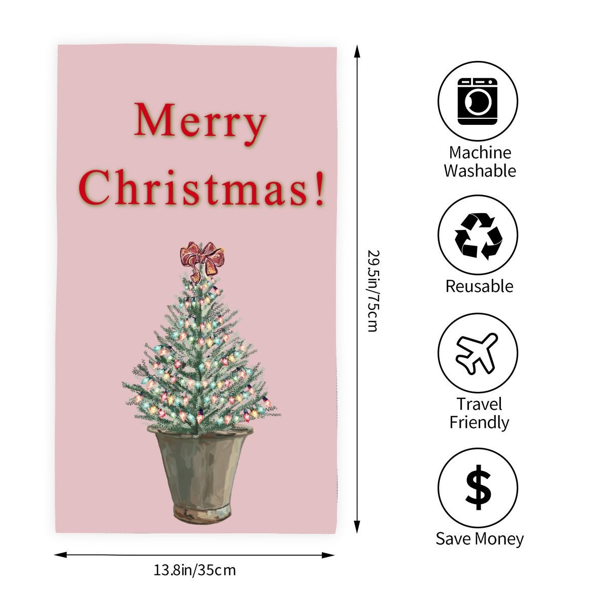 Vintage Christmas Tree Polyester Kitchen Towel - Blue Cava