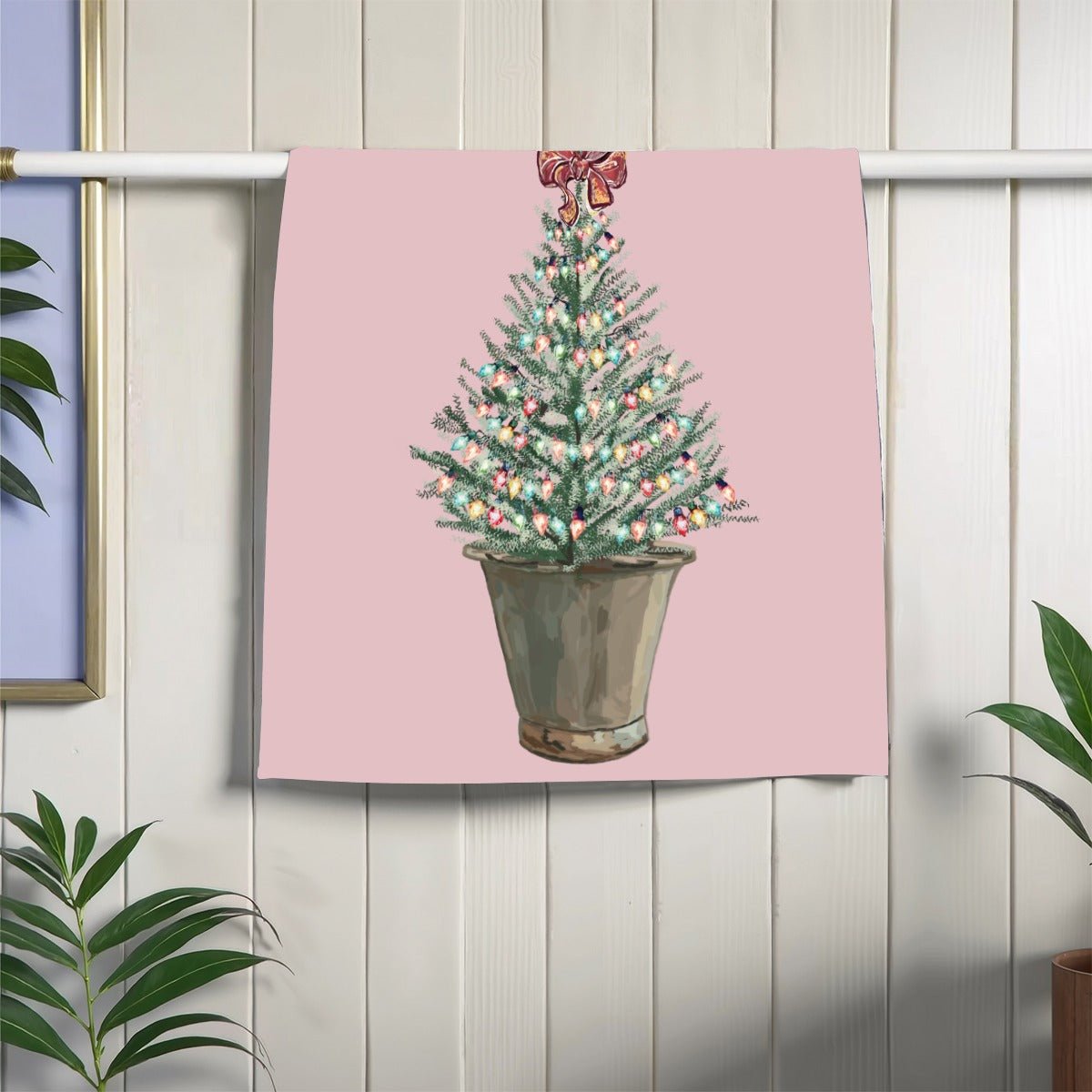 Vintage Christmas Tree Polyester Kitchen Towel - Blue Cava