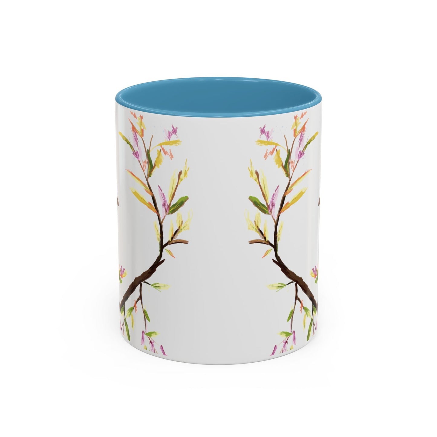 Watercolor Bird Two Tone Coffee Mug (11oz & 15oz) - Blue Cava