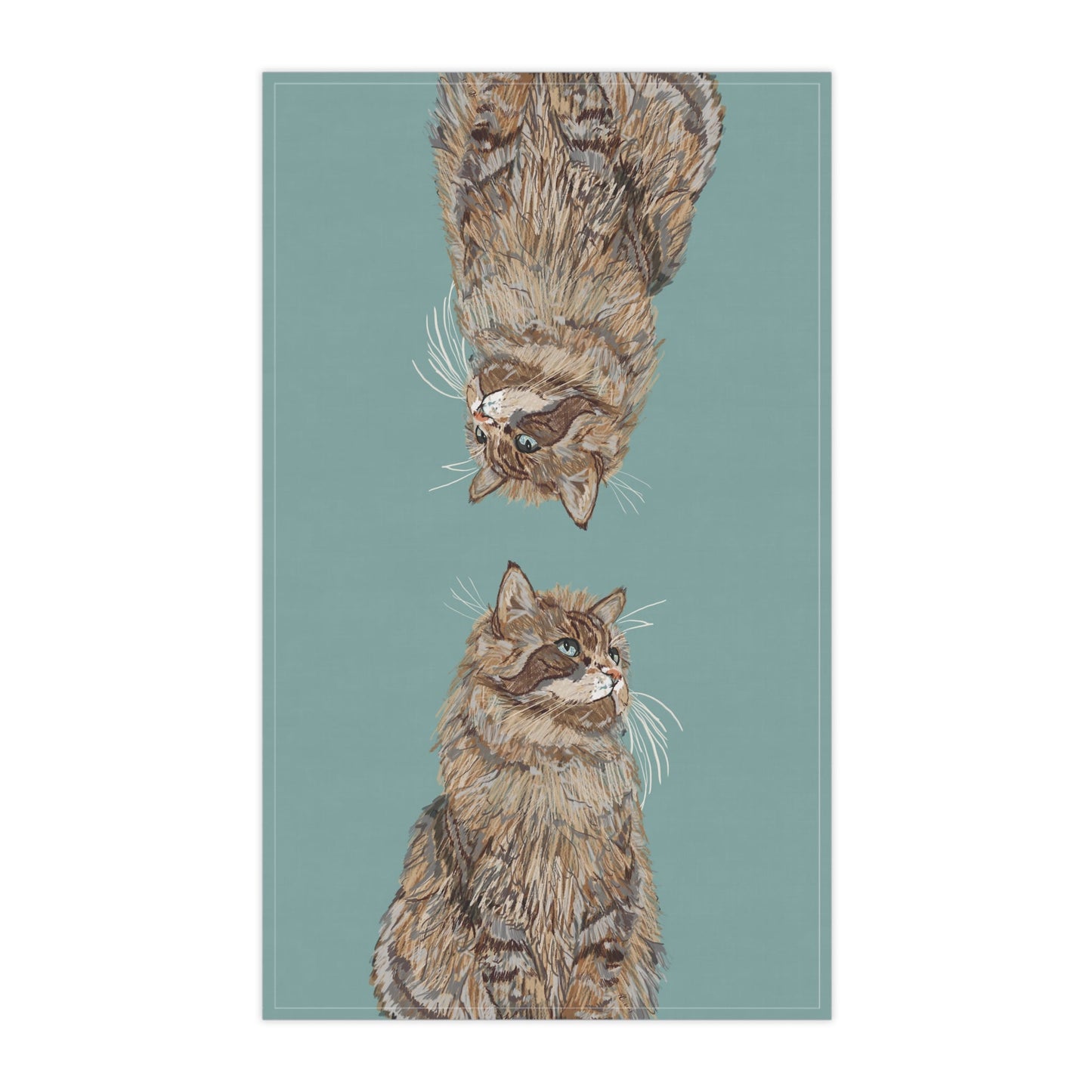 Whimsical Cat Kitchen Tea Towels - Blue Cava