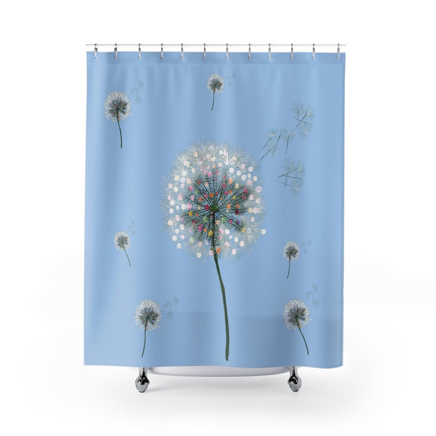 Whimsical Dandelion Shower Curtain - Brighten Your Bathroom Decor - Blue Cava