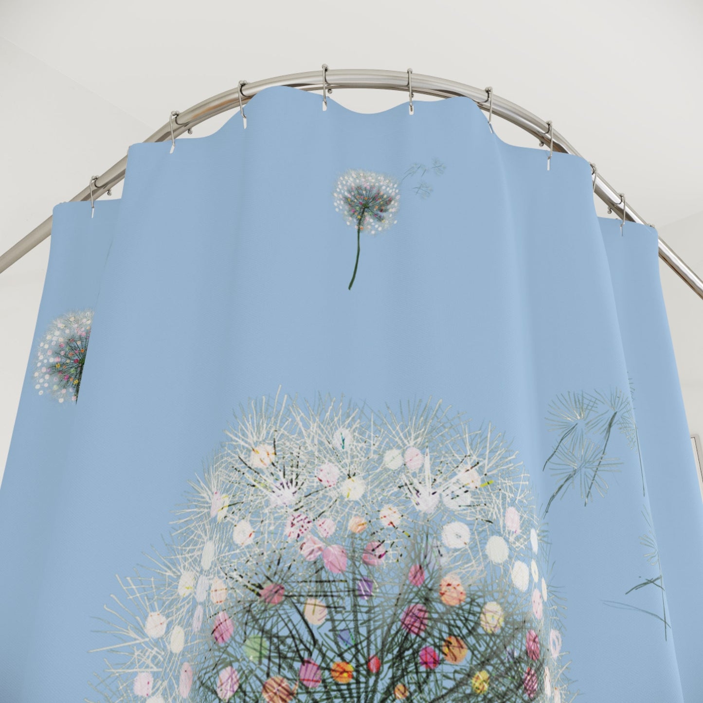 Whimsical Dandelion Shower Curtain - Brighten Your Bathroom Decor - Blue Cava