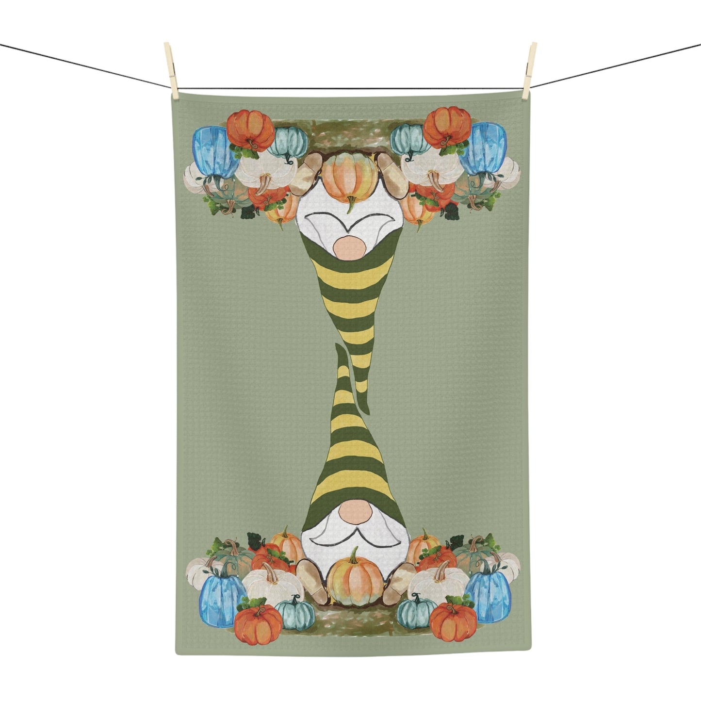 Whimsical Fall Gnome Microfiber Waffle Towel - Blue Cava