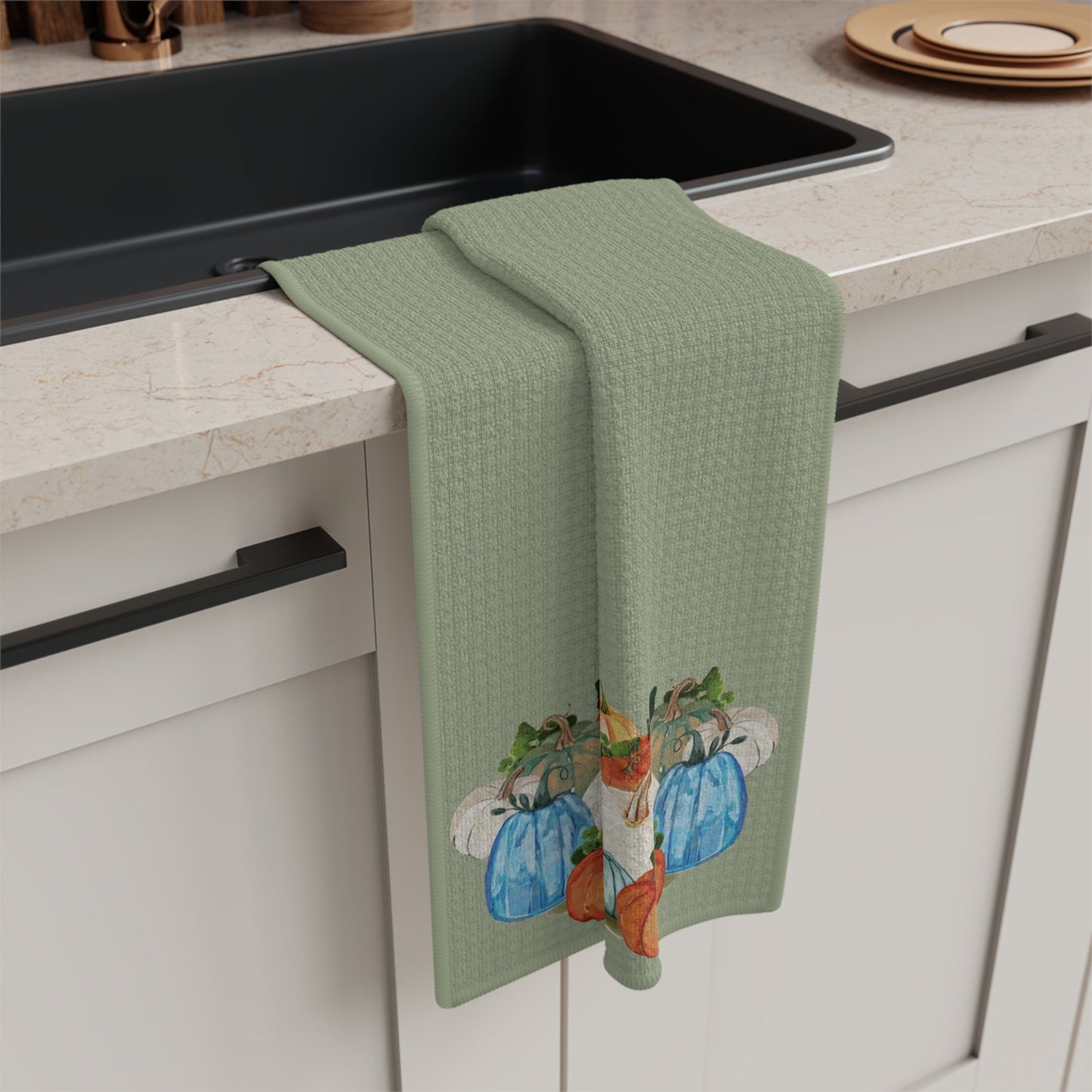 Whimsical Fall Gnome Microfiber Waffle Towel - Blue Cava