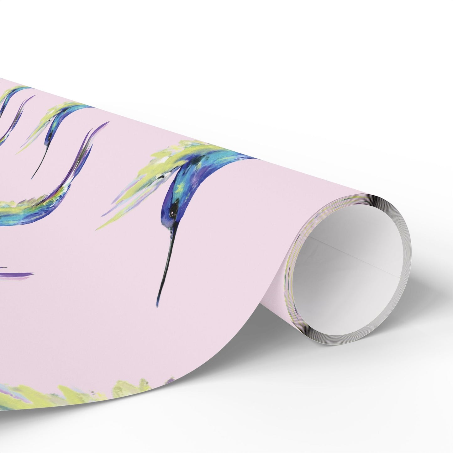 Whimsical Hummingbird Wrapping Paper | Eco - Friendly Wrap - Blue Cava