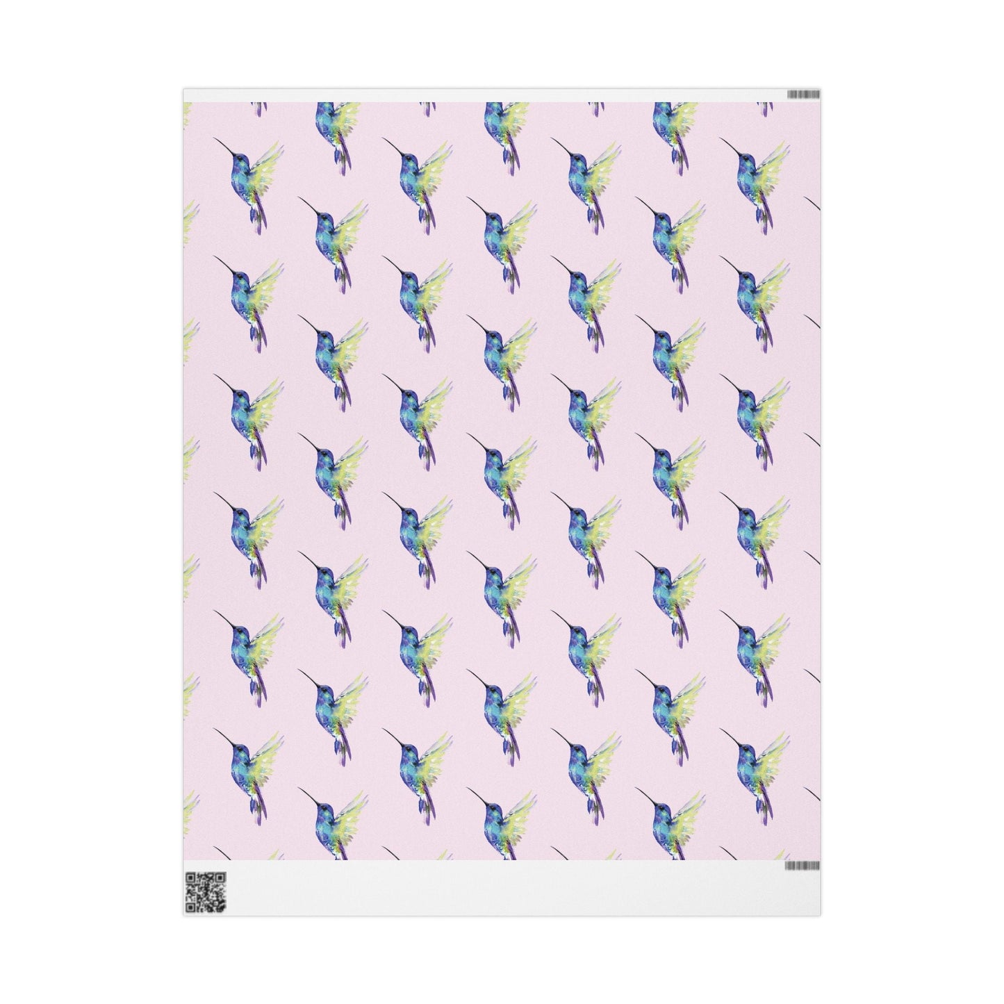 Whimsical Hummingbird Wrapping Paper | Eco - Friendly Wrap - Blue Cava