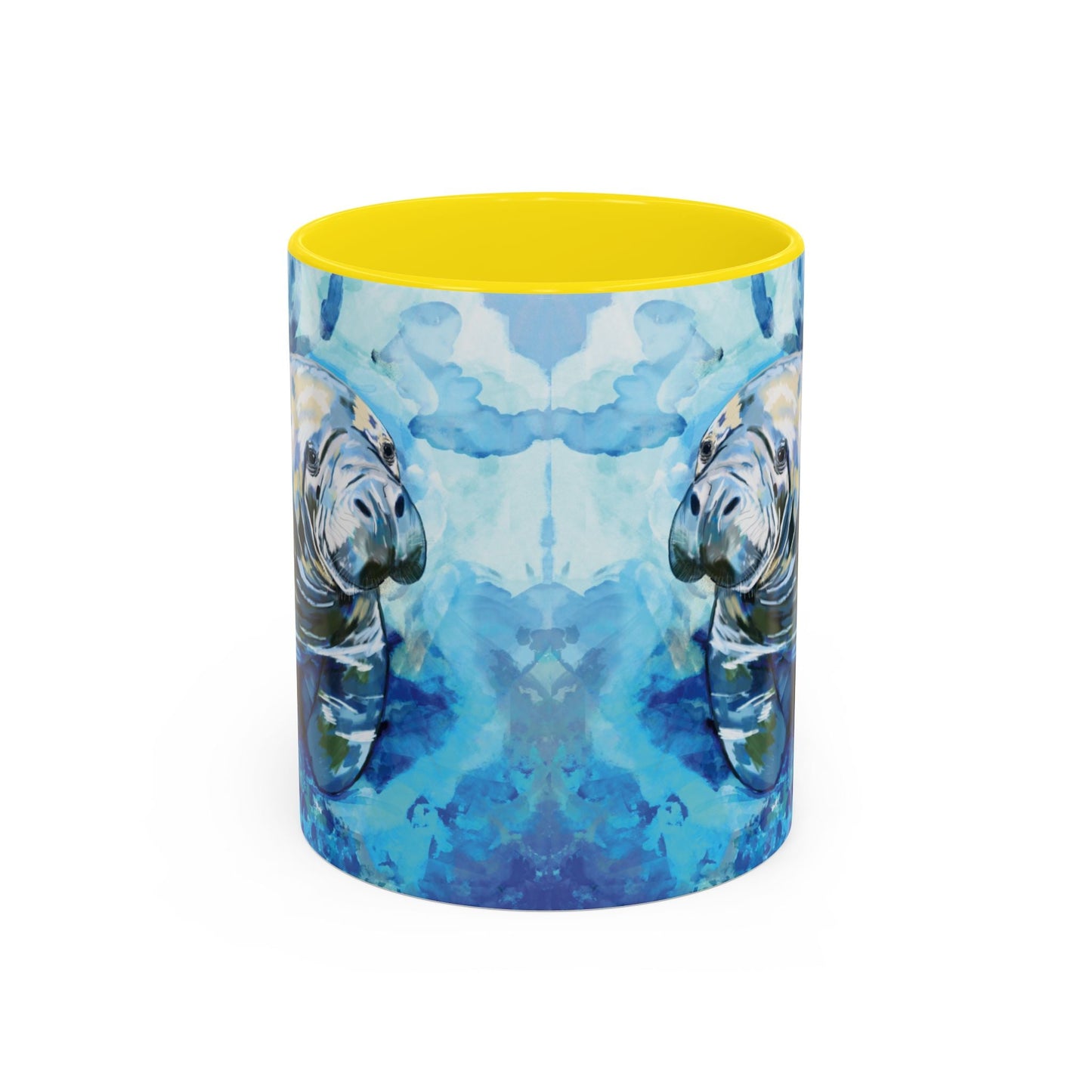 Whimsical Manatee Ceramic Two Tone Mug - 11 oz & 15 oz - Blue Cava
