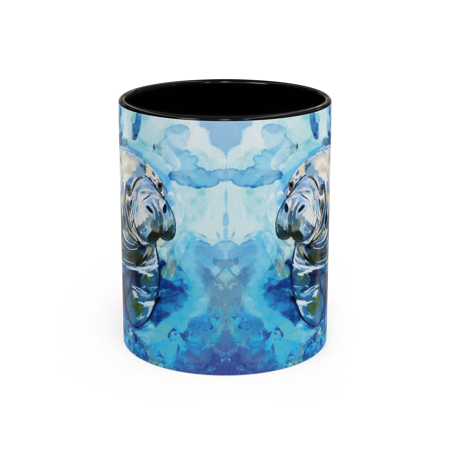 Whimsical Manatee Ceramic Two Tone Mug - 11 oz & 15 oz - Blue Cava