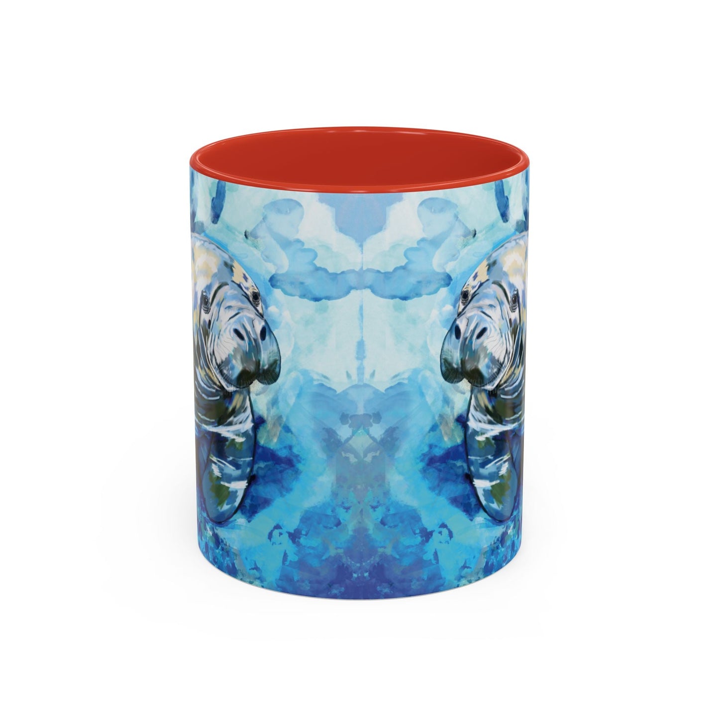 Whimsical Manatee Ceramic Two Tone Mug - 11 oz & 15 oz - Blue Cava