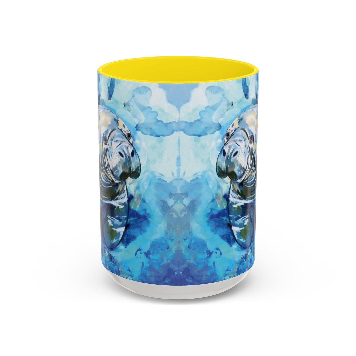 Whimsical Manatee Ceramic Two Tone Mug - 11 oz & 15 oz - Blue Cava