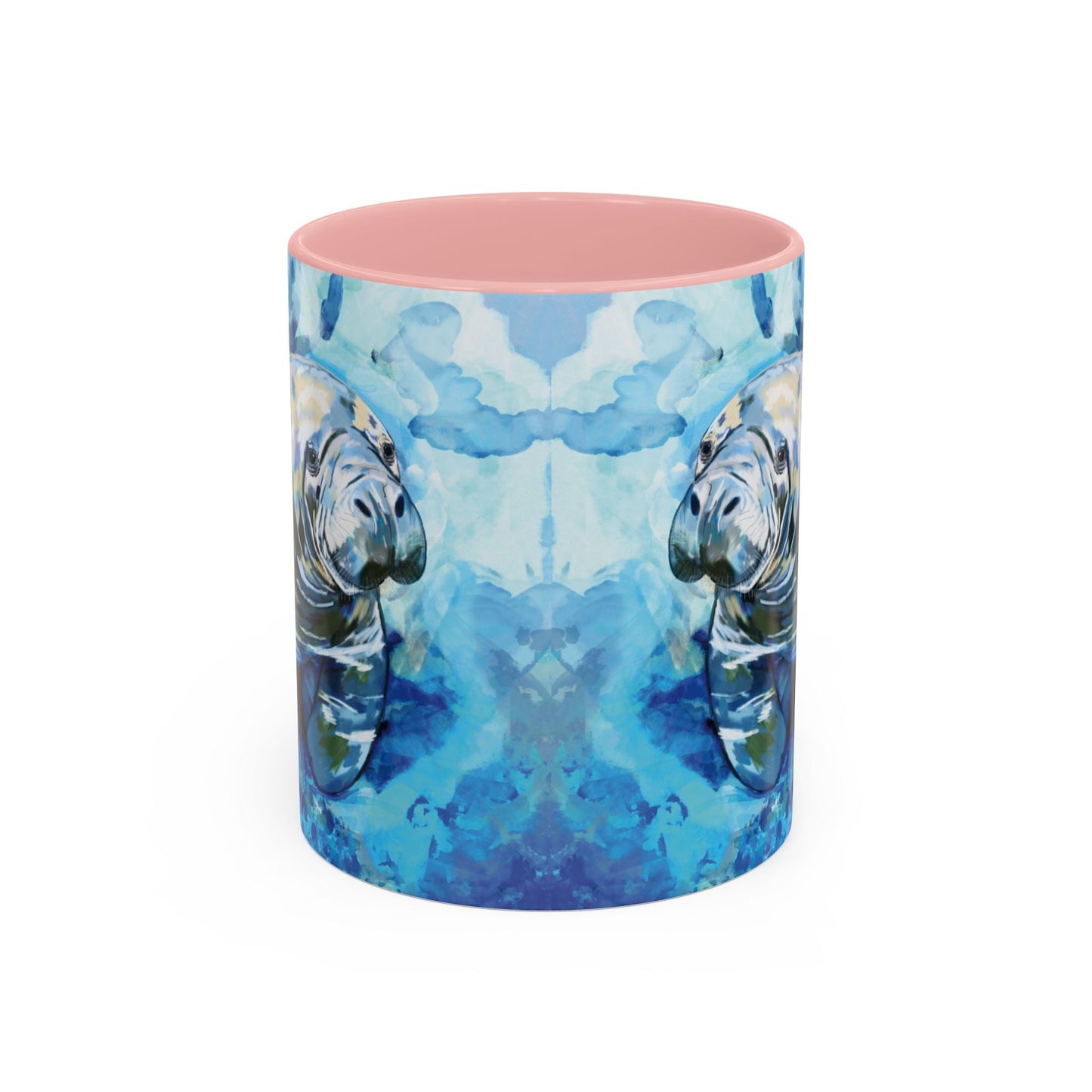 Whimsical Manatee Ceramic Two Tone Mug - 11 oz & 15 oz - Blue Cava