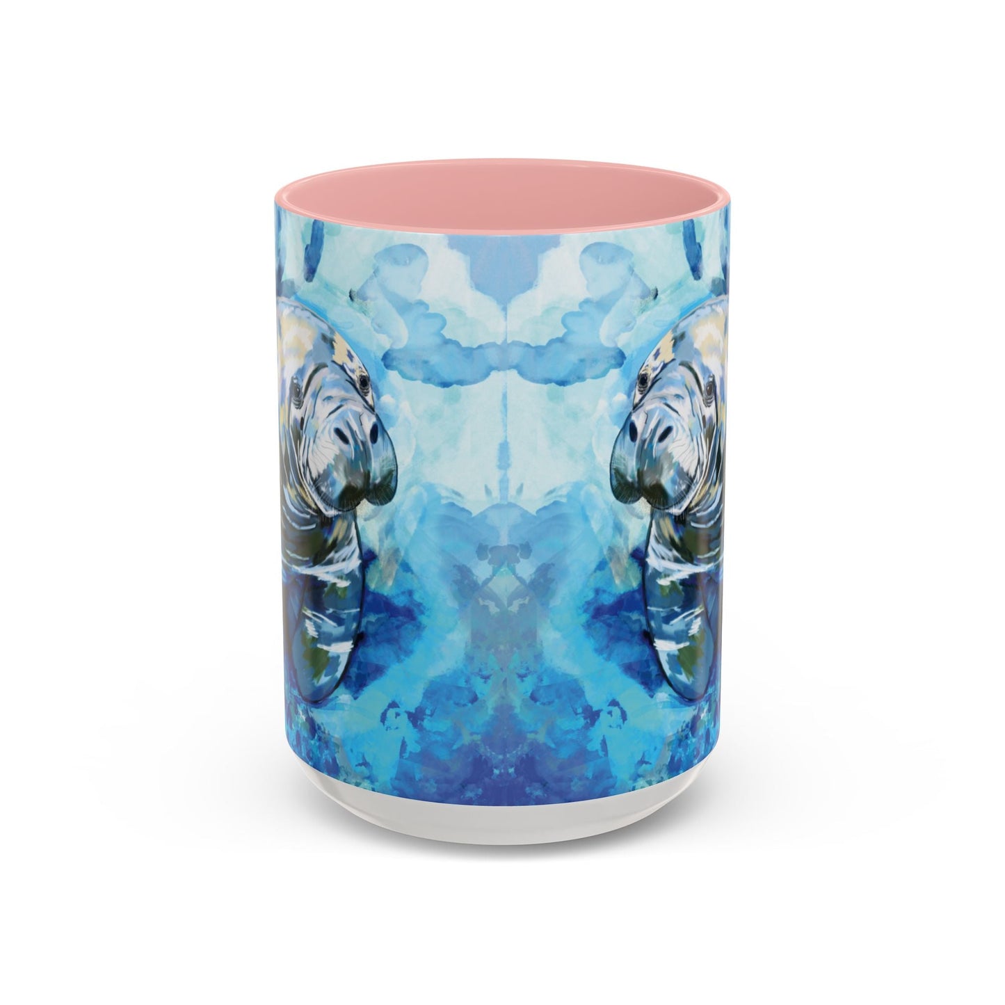 Whimsical Manatee Ceramic Two Tone Mug - 11 oz & 15 oz - Blue Cava
