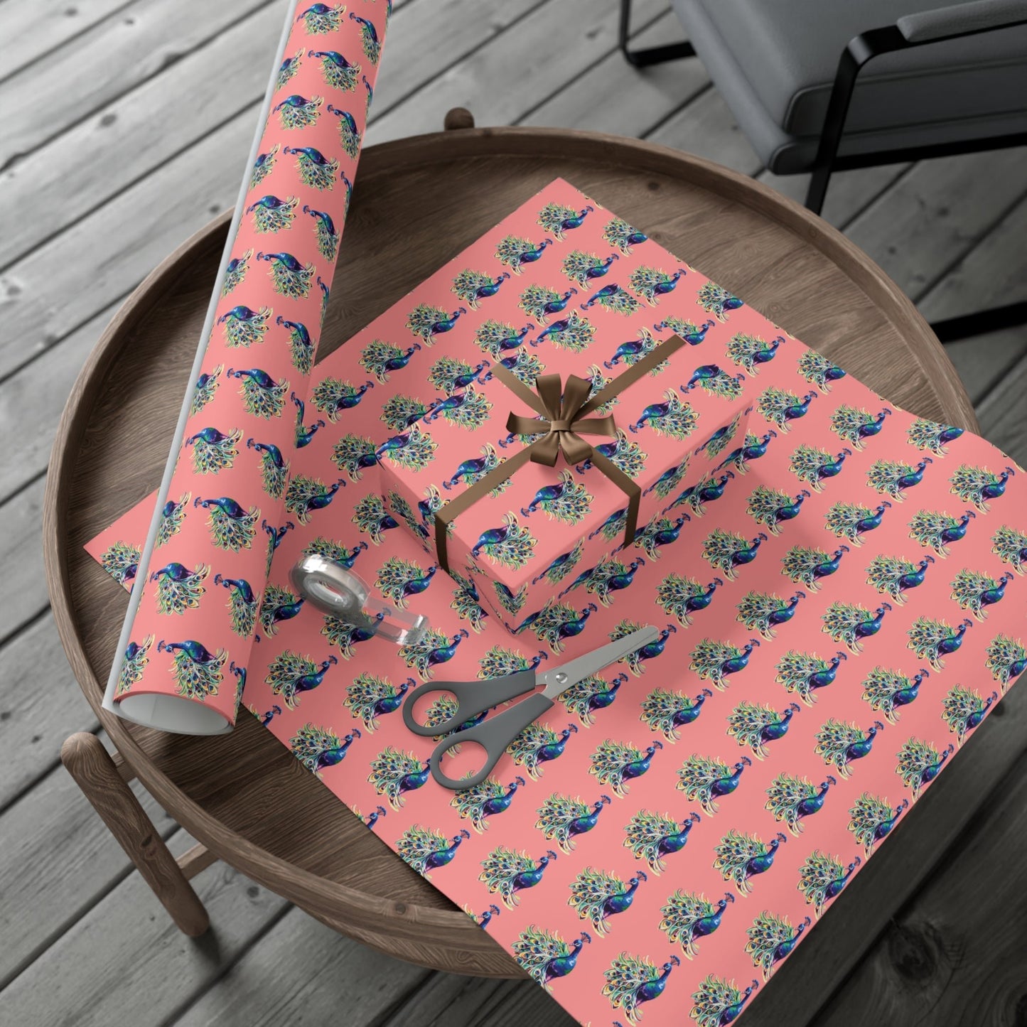 Whimsical Peacock Gift Wrap Papers - Vibrant Floral Design for All Occasions - Blue Cava