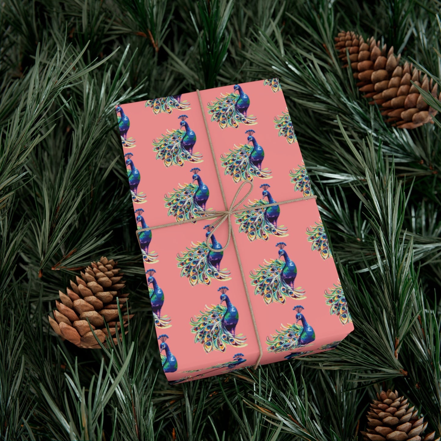 Whimsical Peacock Gift Wrap Papers - Vibrant Floral Design for All Occasions - Blue Cava