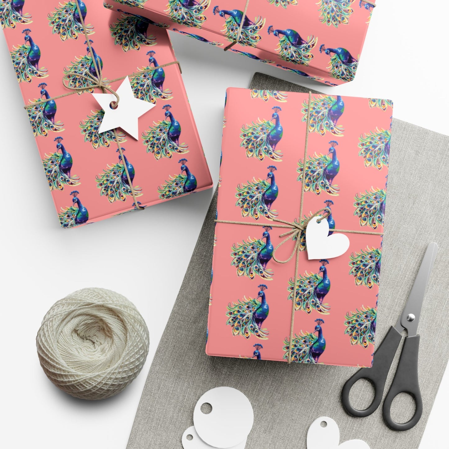 Whimsical Peacock Gift Wrap Papers - Vibrant Floral Design for All Occasions - Blue Cava