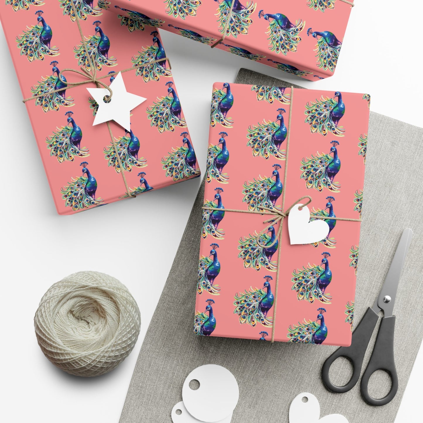 Whimsical Peacock Gift Wrap Papers - Vibrant Floral Design for All Occasions - Blue Cava
