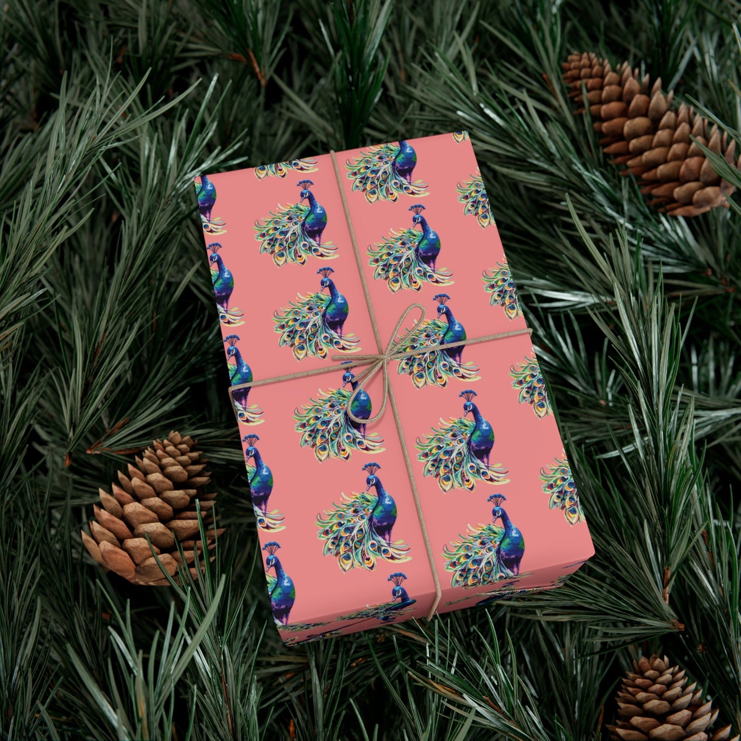 Whimsical Peacock Gift Wrap Papers - Vibrant Floral Design for All Occasions - Blue Cava