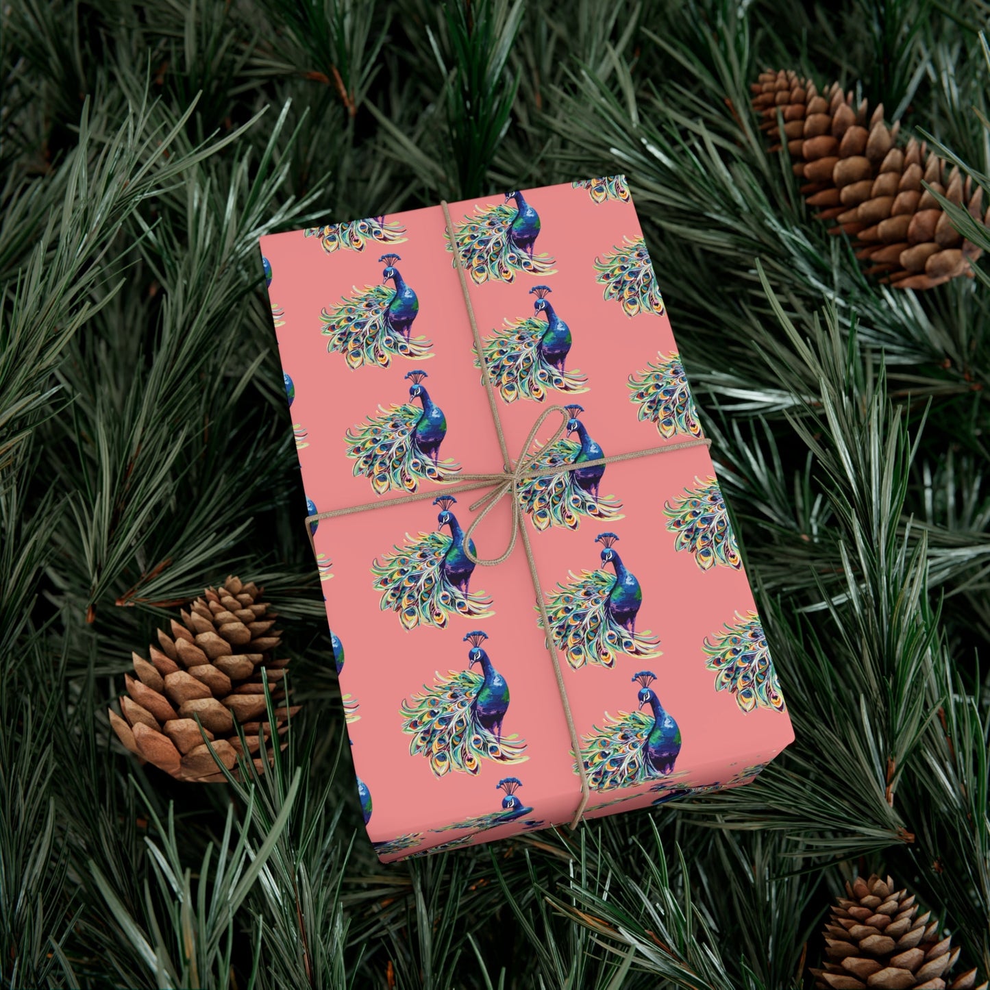 Whimsical Peacock Gift Wrap Papers - Vibrant Floral Design for All Occasions - Blue Cava